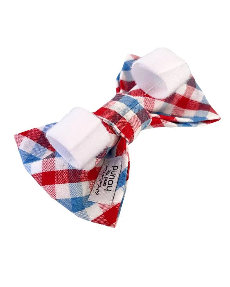 Take a Bow Red White + Blue Gingham Bow Tie - Image 3