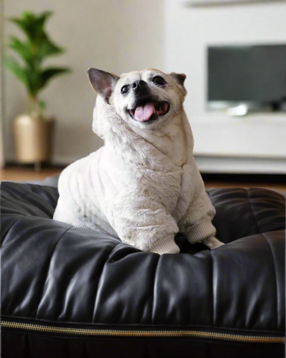 Jagger Black Vegan Leather Dog Bed - Image 3