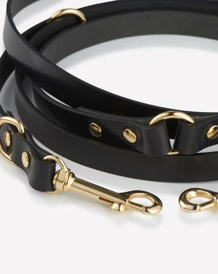Multi-Position Black Leather Dog Leash - Image 3
