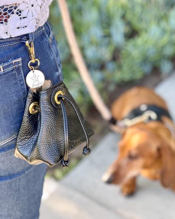 Demure Dog Black Leather Treat Bag - Image 2