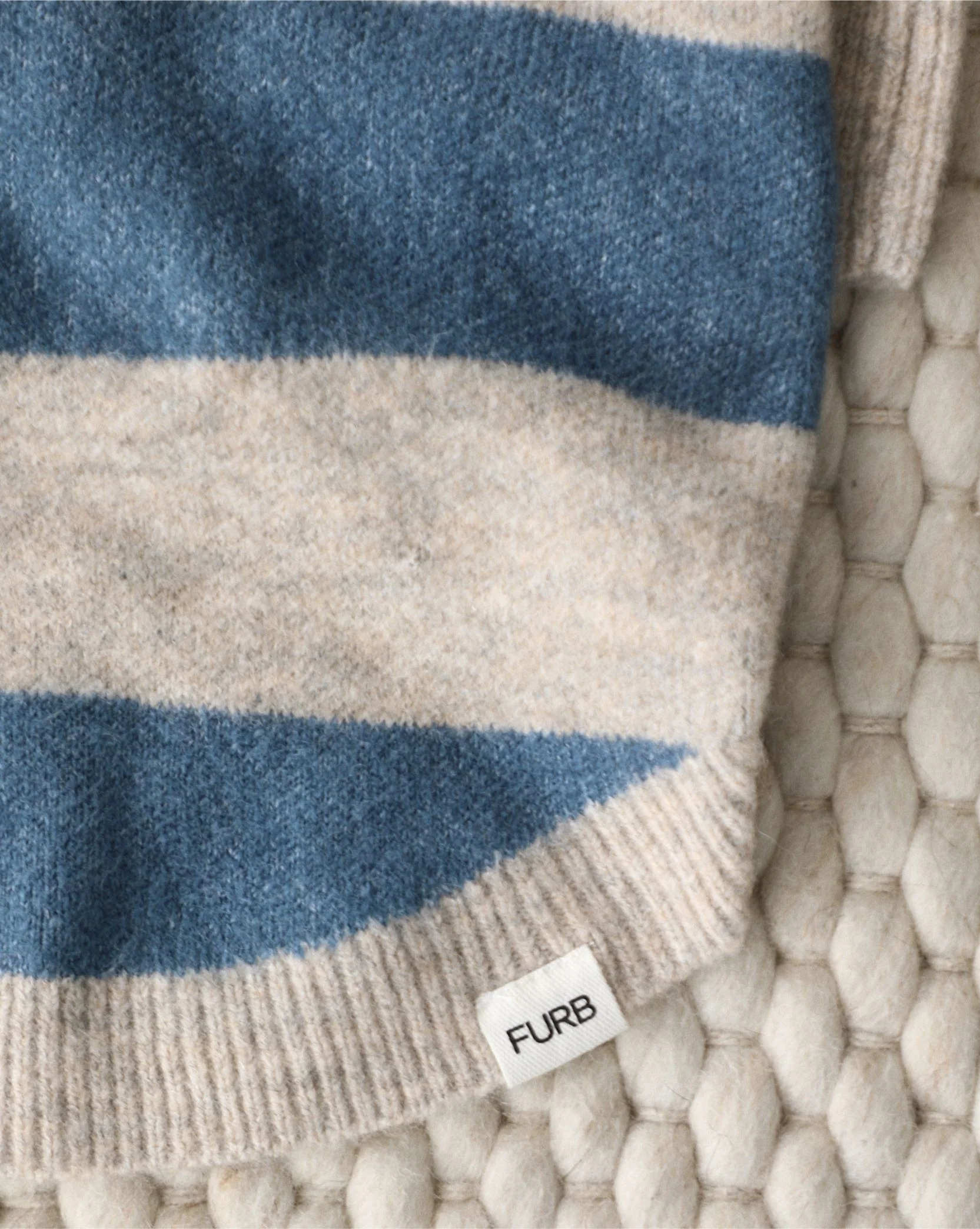 Prep School Pup Blue + Grey Striped Rugby Sweater - Image 4