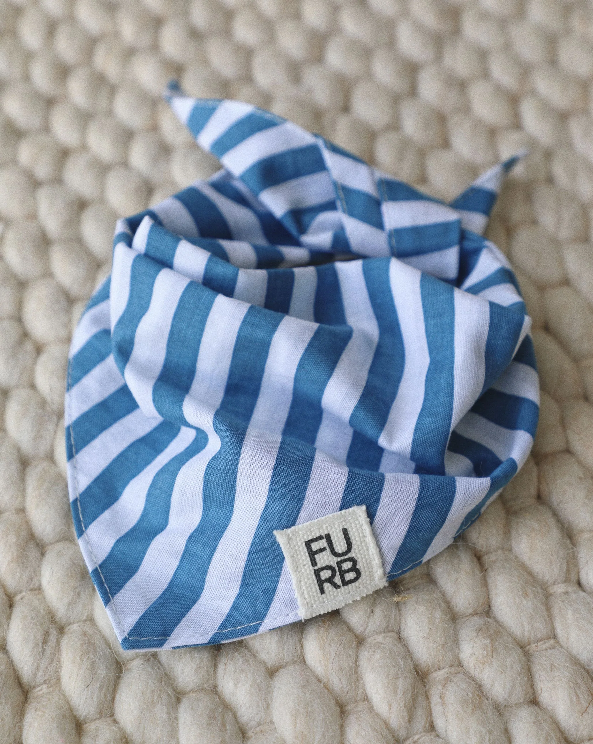 Paige Blue Striped Dog Bandana
