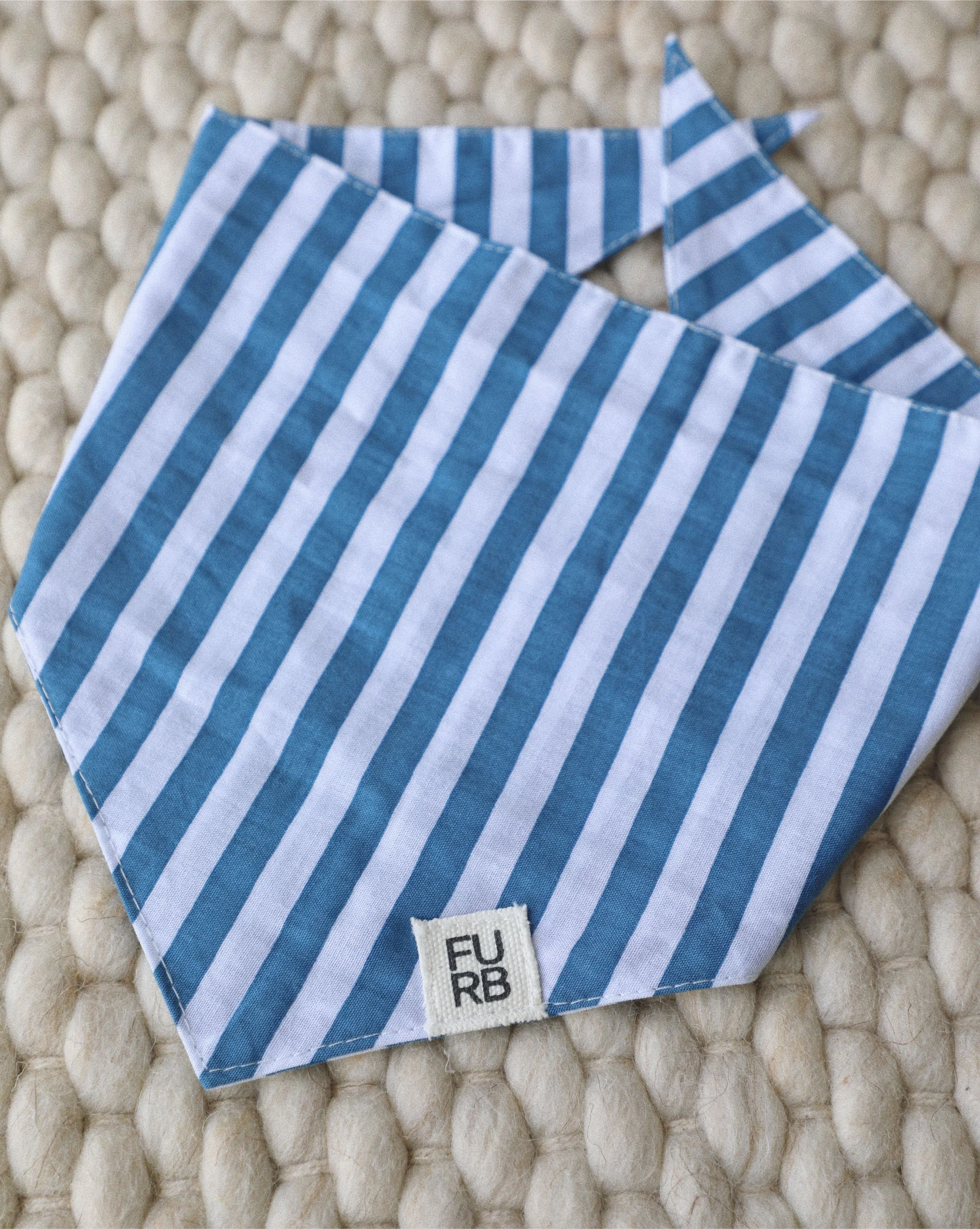Paige Blue Striped Dog Bandana - Image 2