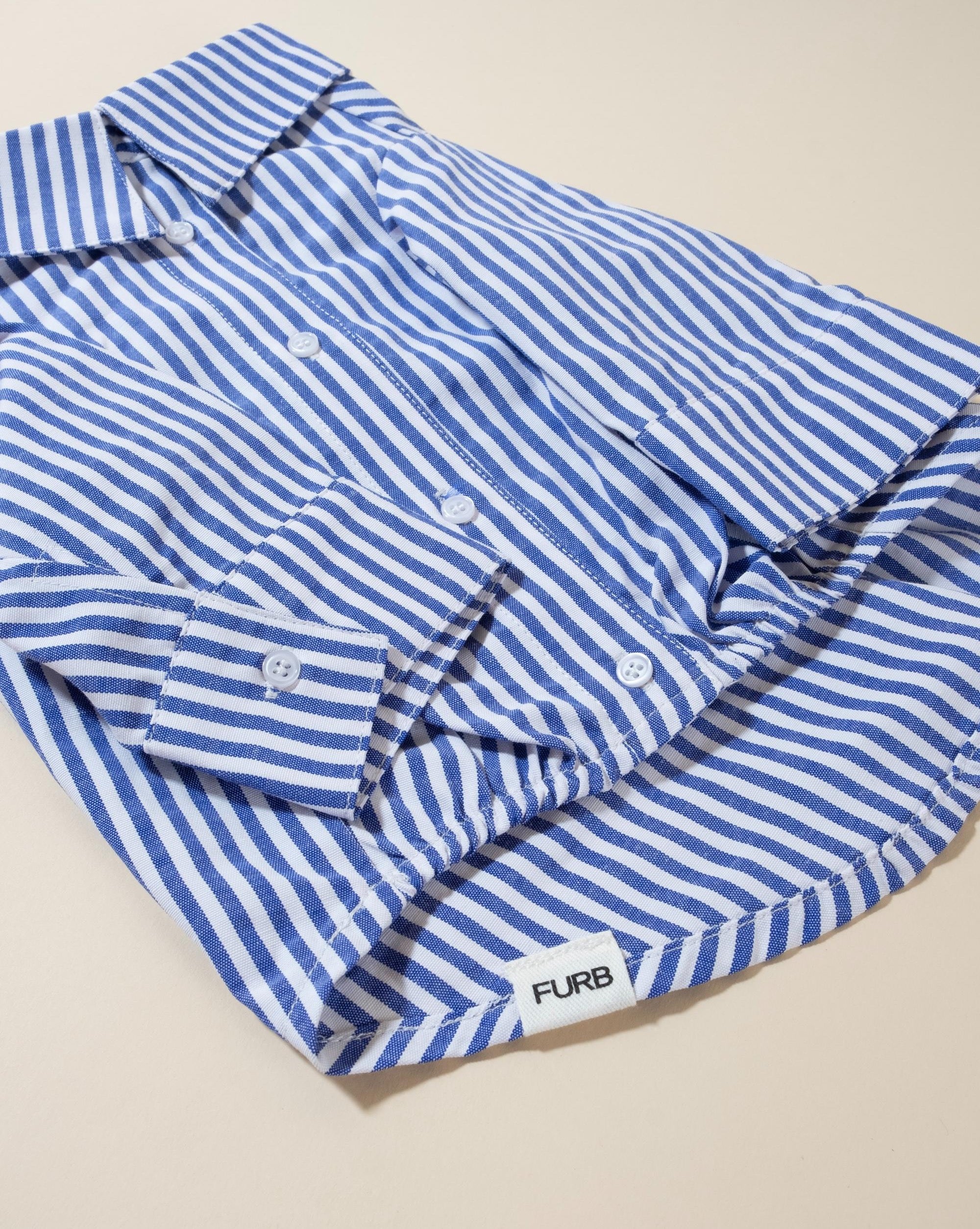 Nantucket Blue + White Striped Button Up - Image 4
