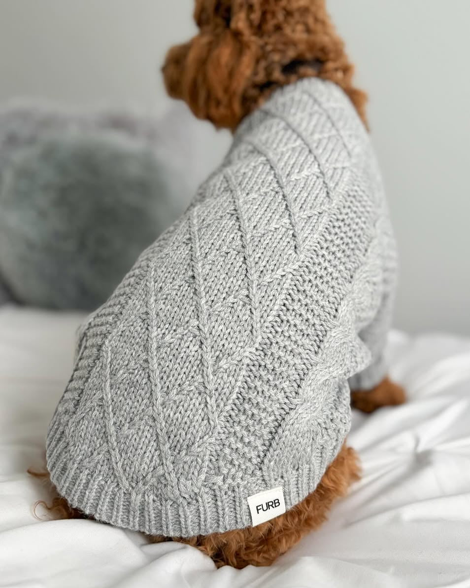 Aspen Grey Cable Knit Sweater - Image 7