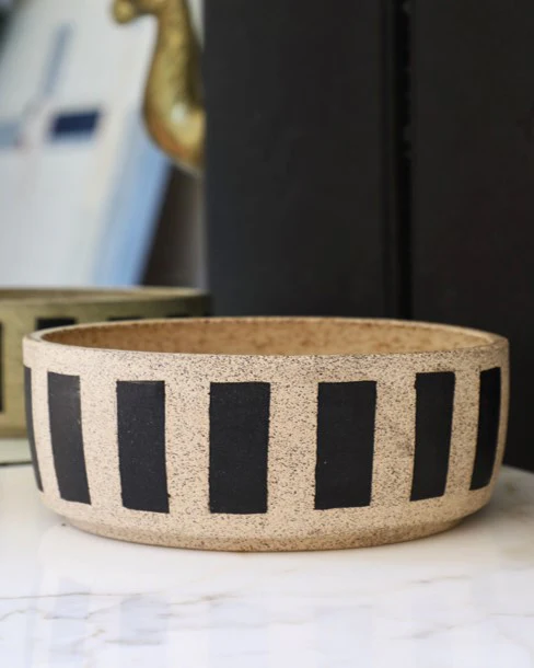 Dine + Dash Striped Handmade Dog Bowl