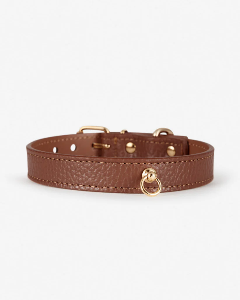Nara Leather Collar in Chocolate - Image 2