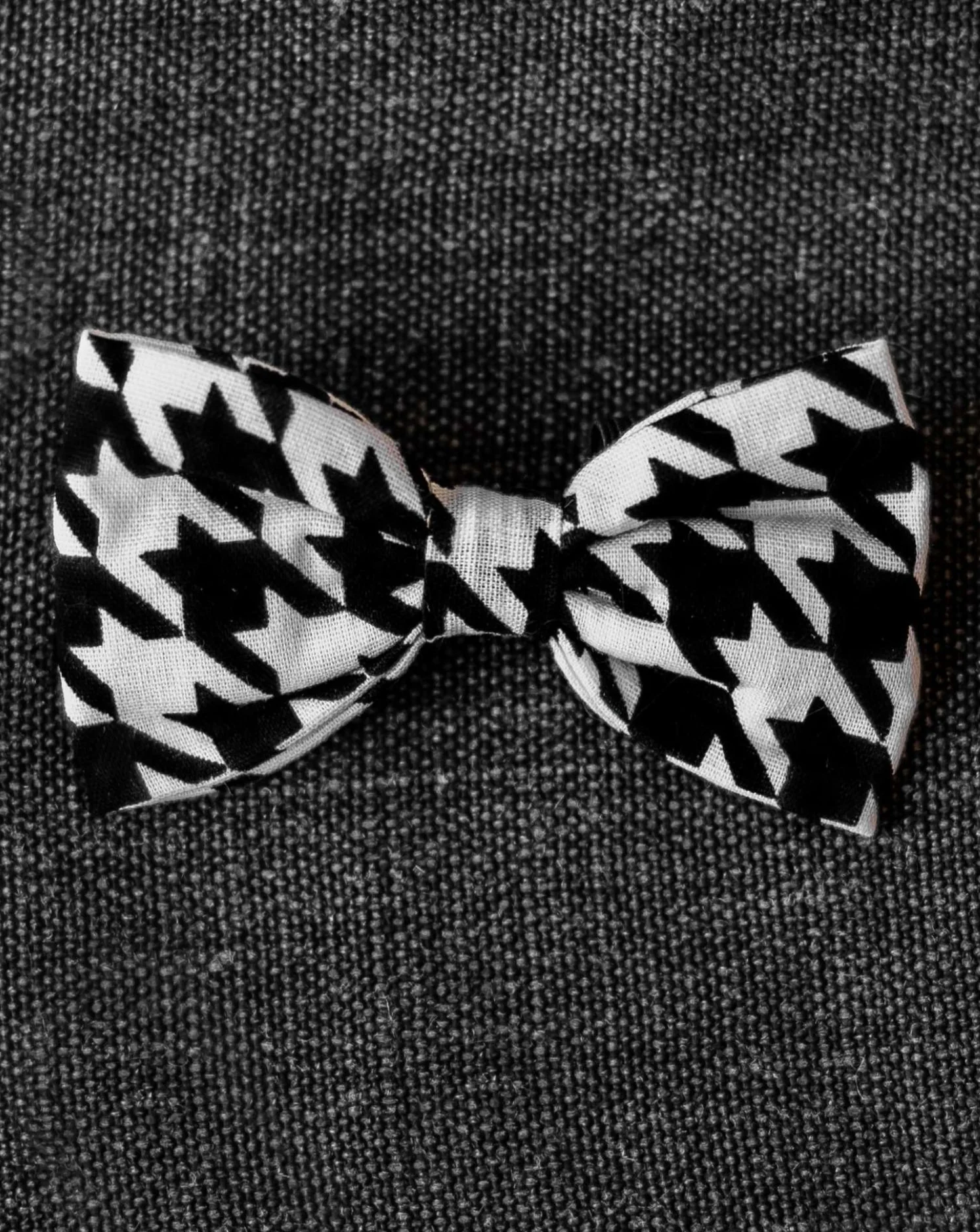 Watson Black + White Houndstooth Bow Tie - Image 2