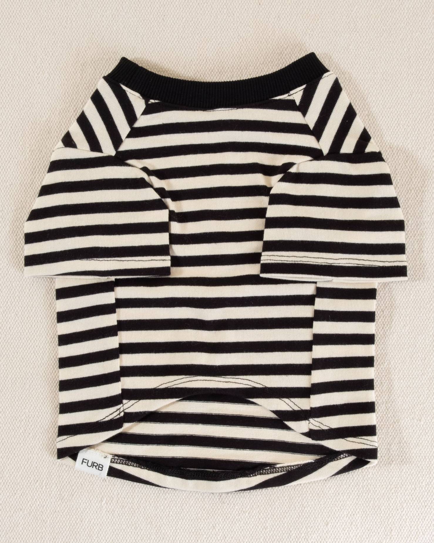 Playful Pooch Black + Ivory Striped Dog T-Shirt - Image 3