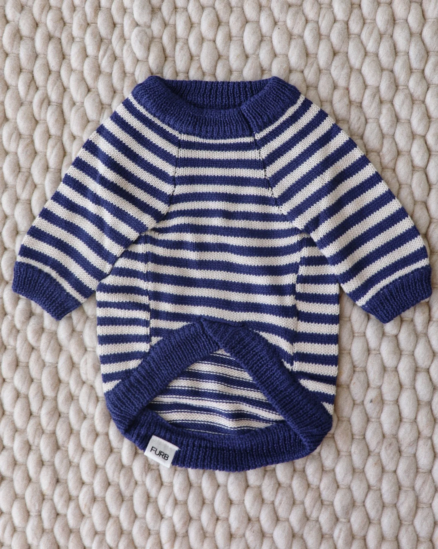 Like A Bandit Blue Striped Dog Sweater - Image 4