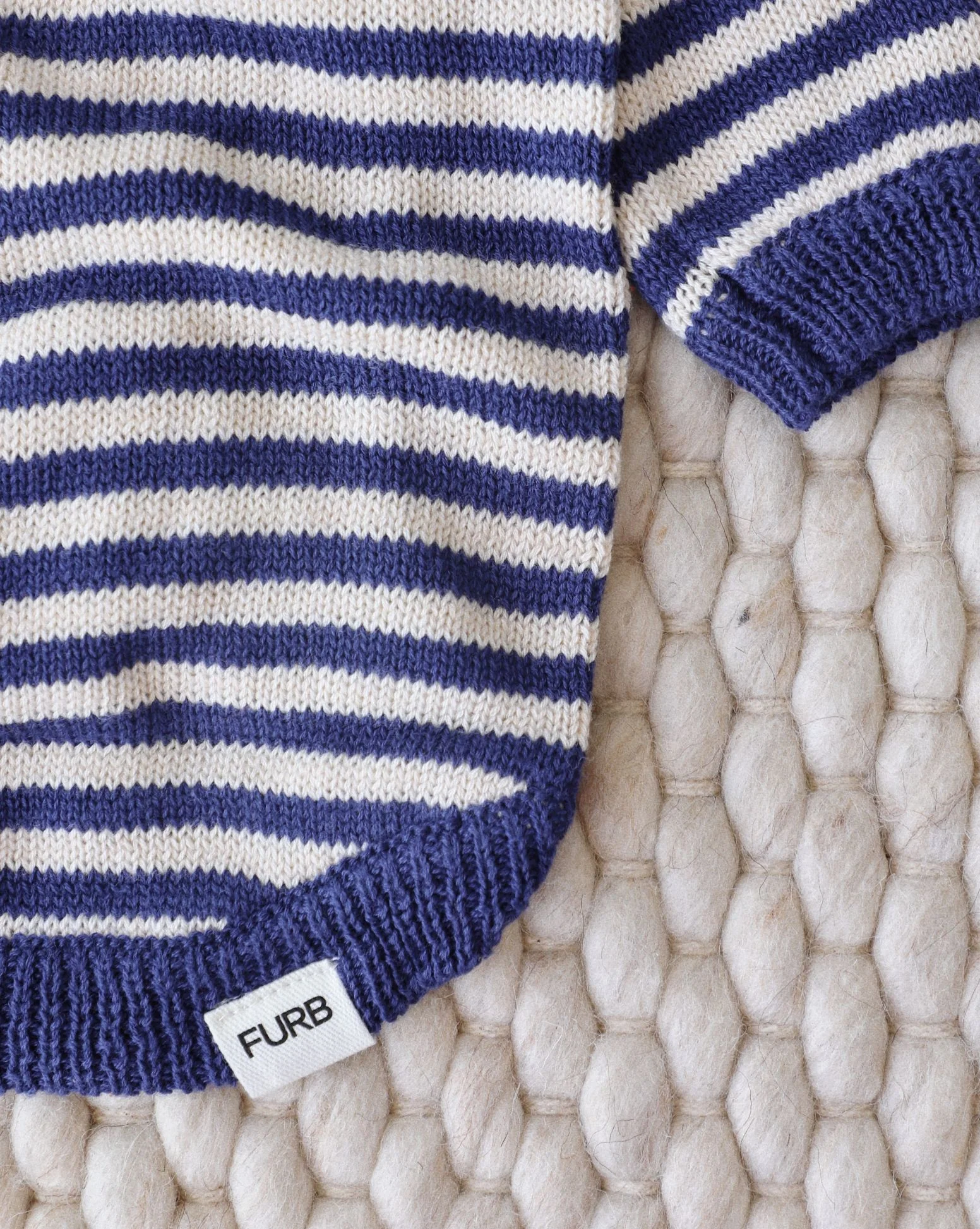 Like A Bandit Blue Striped Dog Sweater - Image 6