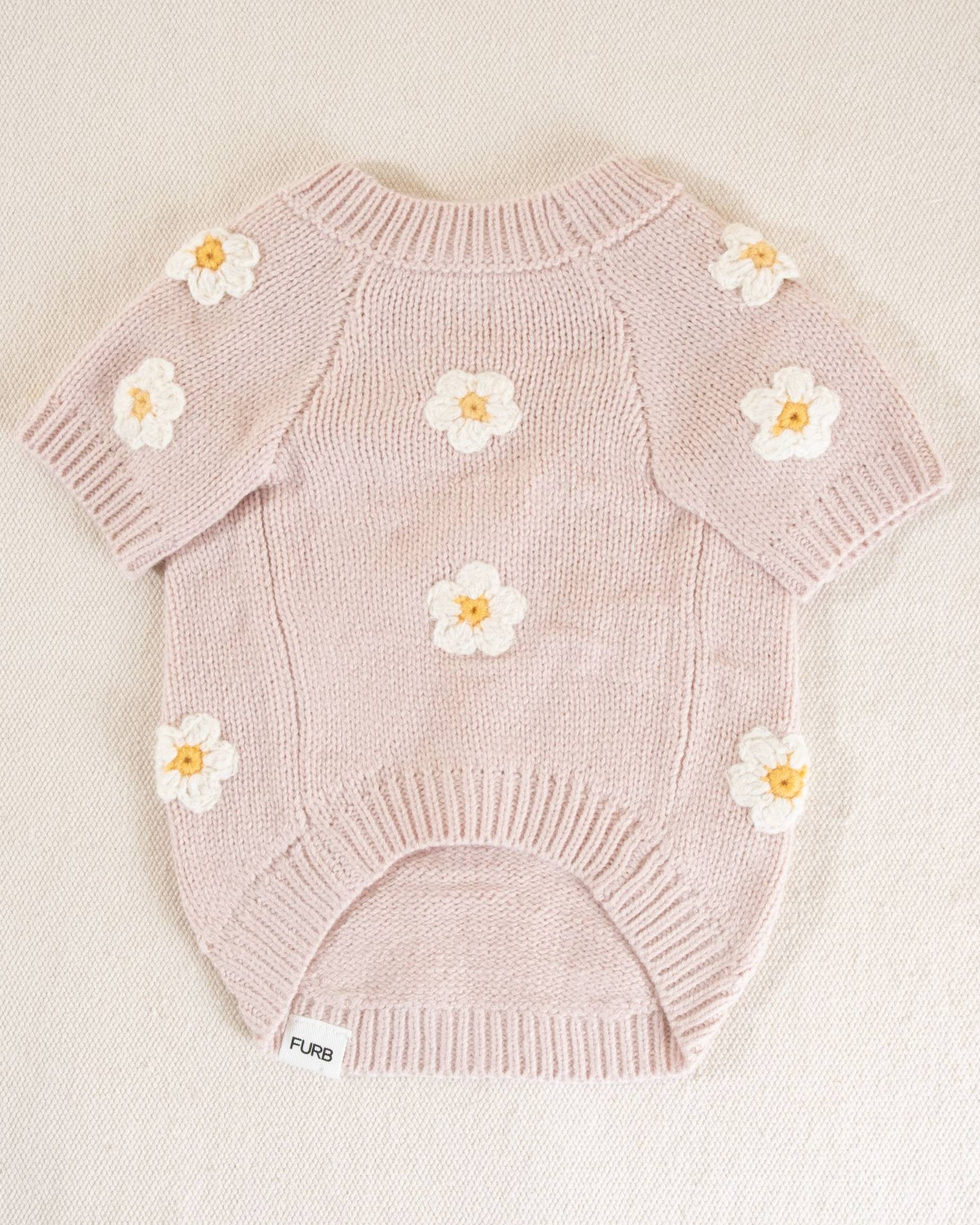 Petal Perfect Blush Daisy Dog Sweater - Image 3
