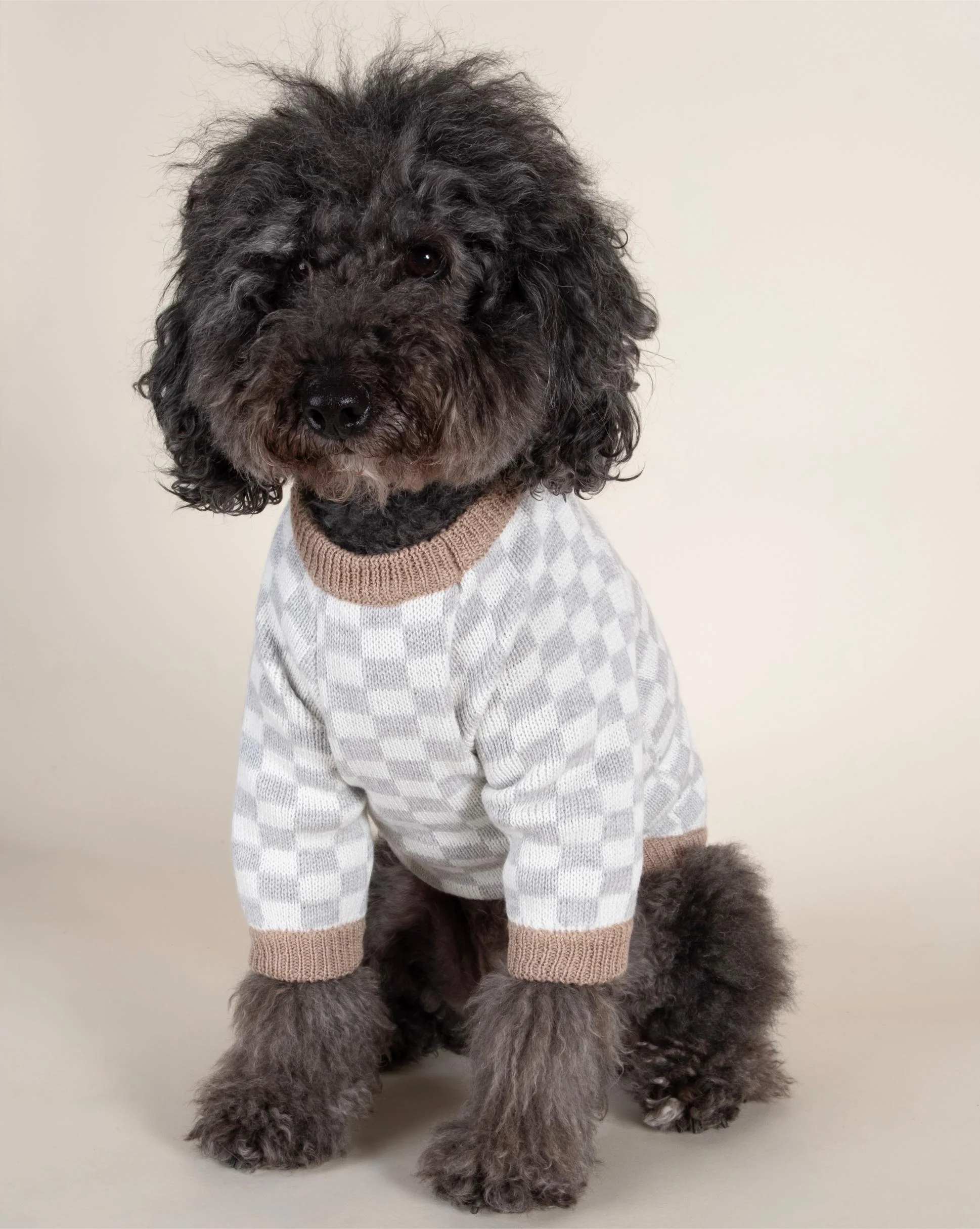 Arlo Grey Check Dog Sweater