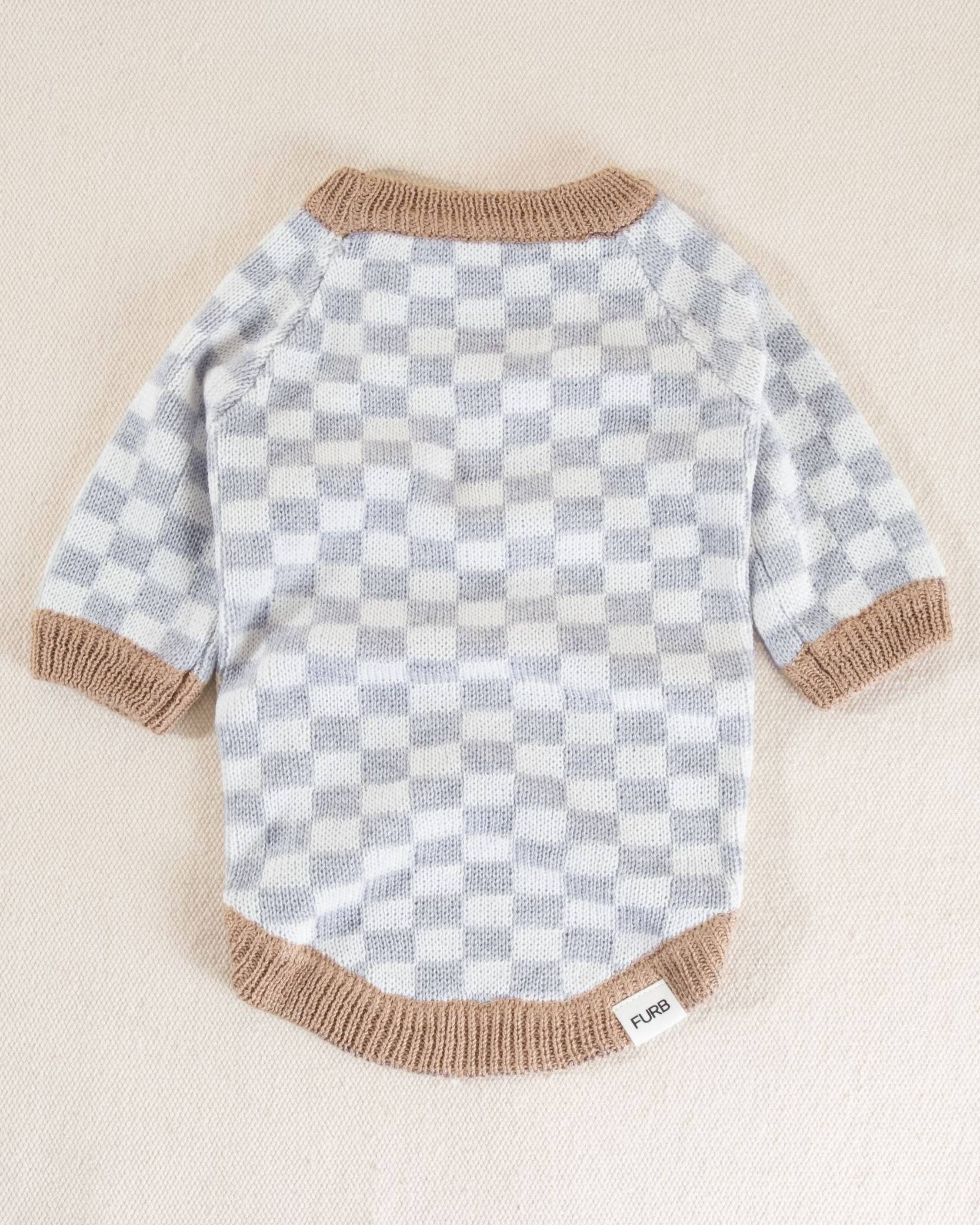 Arlo Grey Check Dog Sweater - Image 2