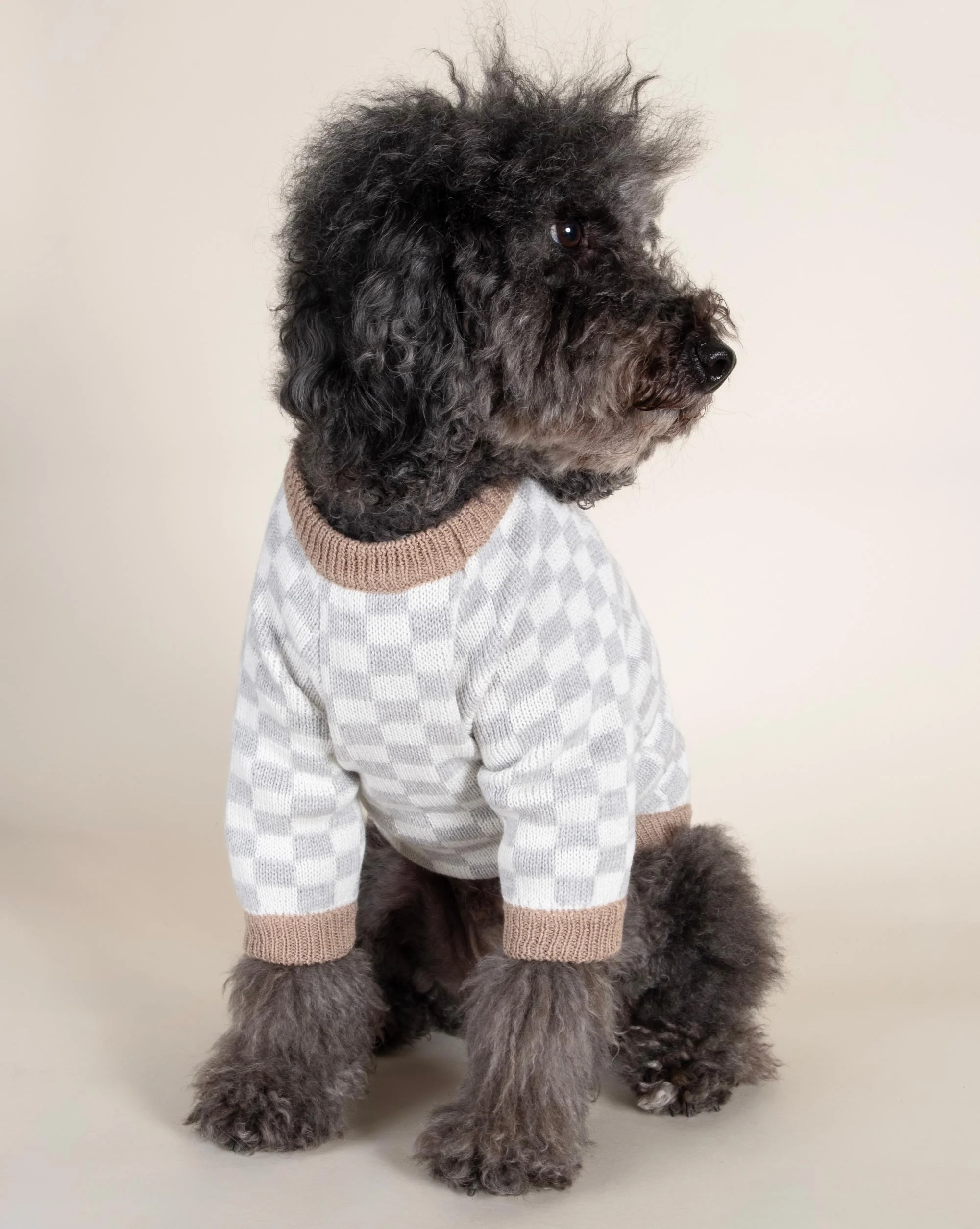 Arlo Grey Check Dog Sweater - Image 4