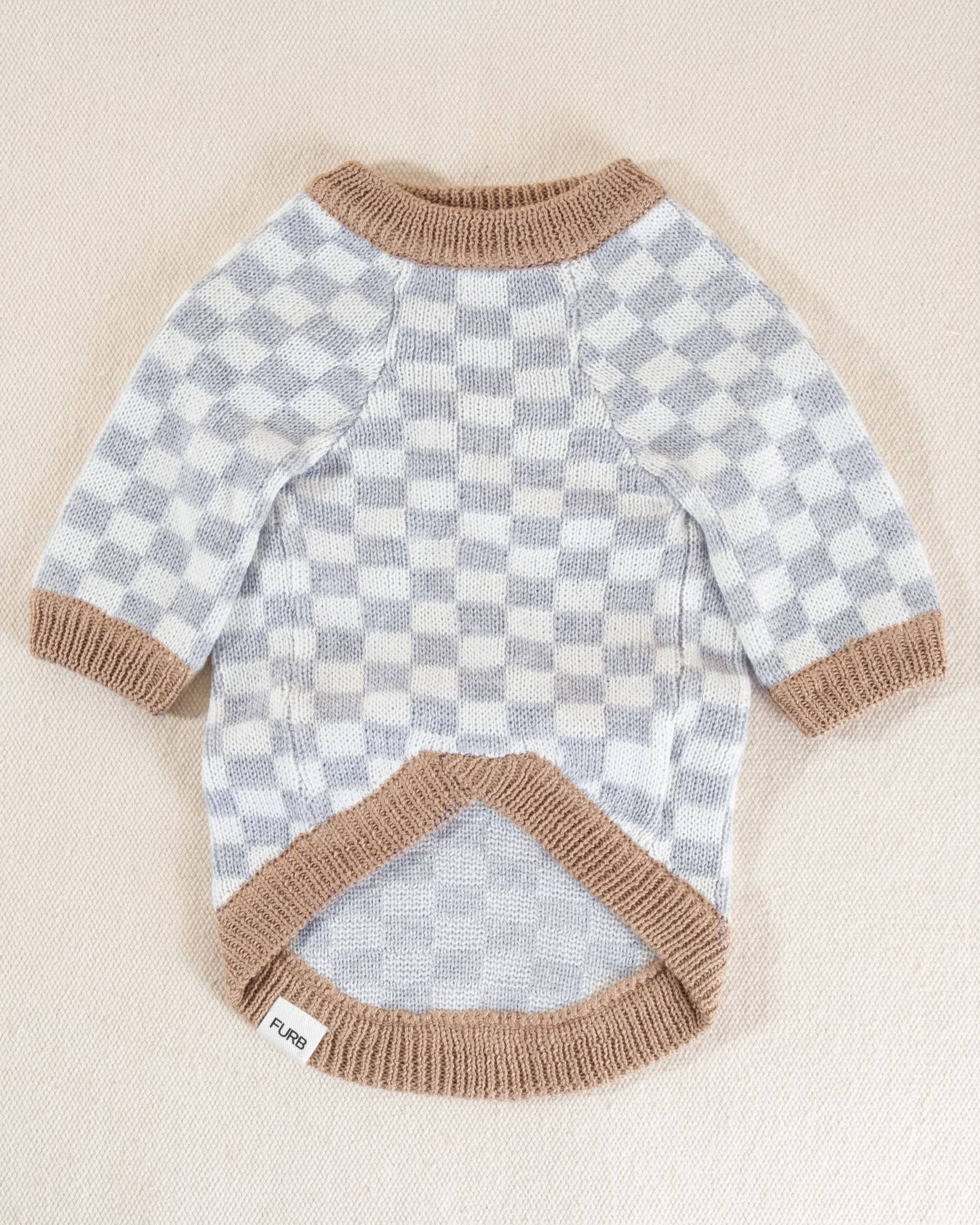 Arlo Grey Check Dog Sweater - Image 6