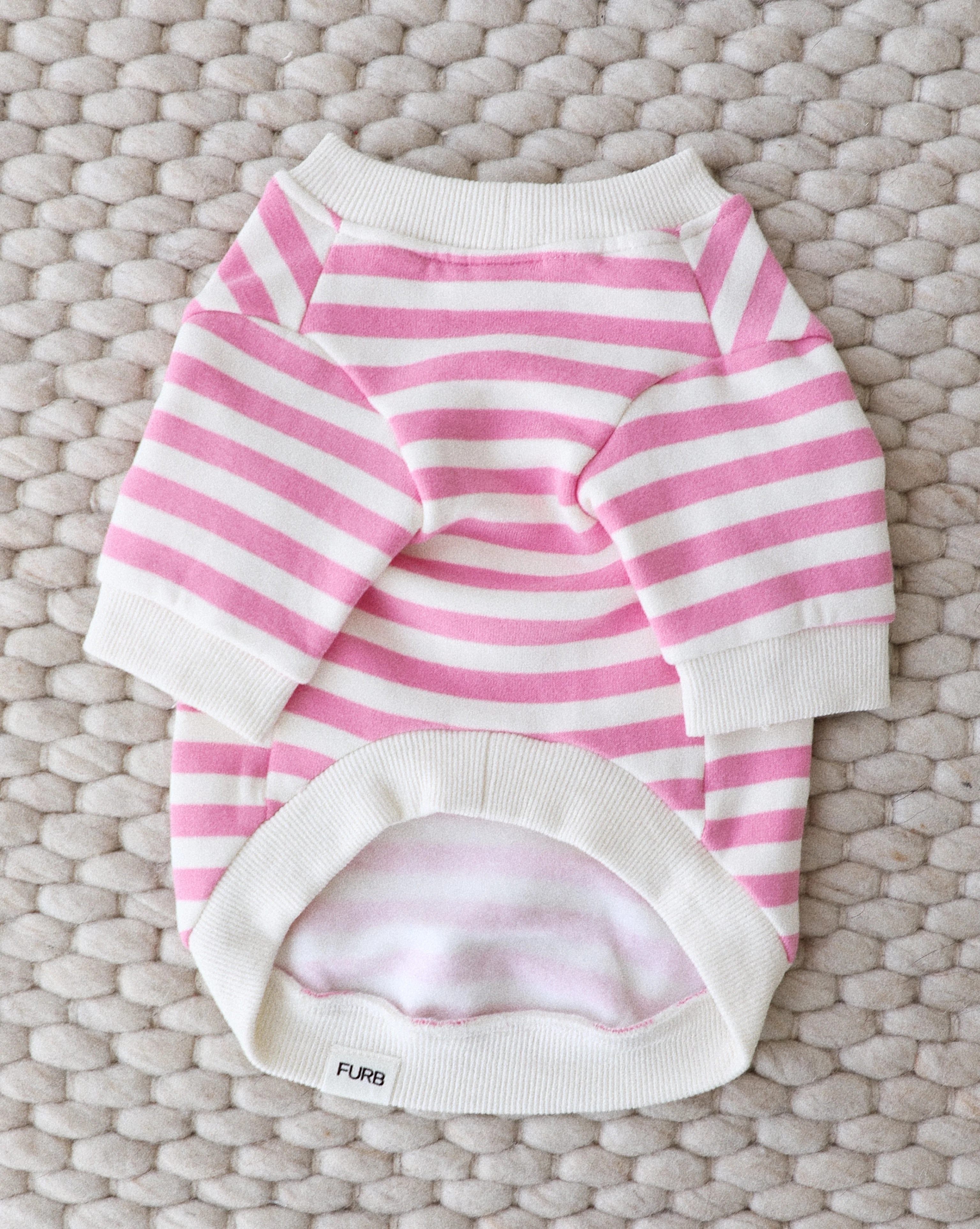 Camden Pink + Ivory Striped Dog Sweatshirt - Image 2