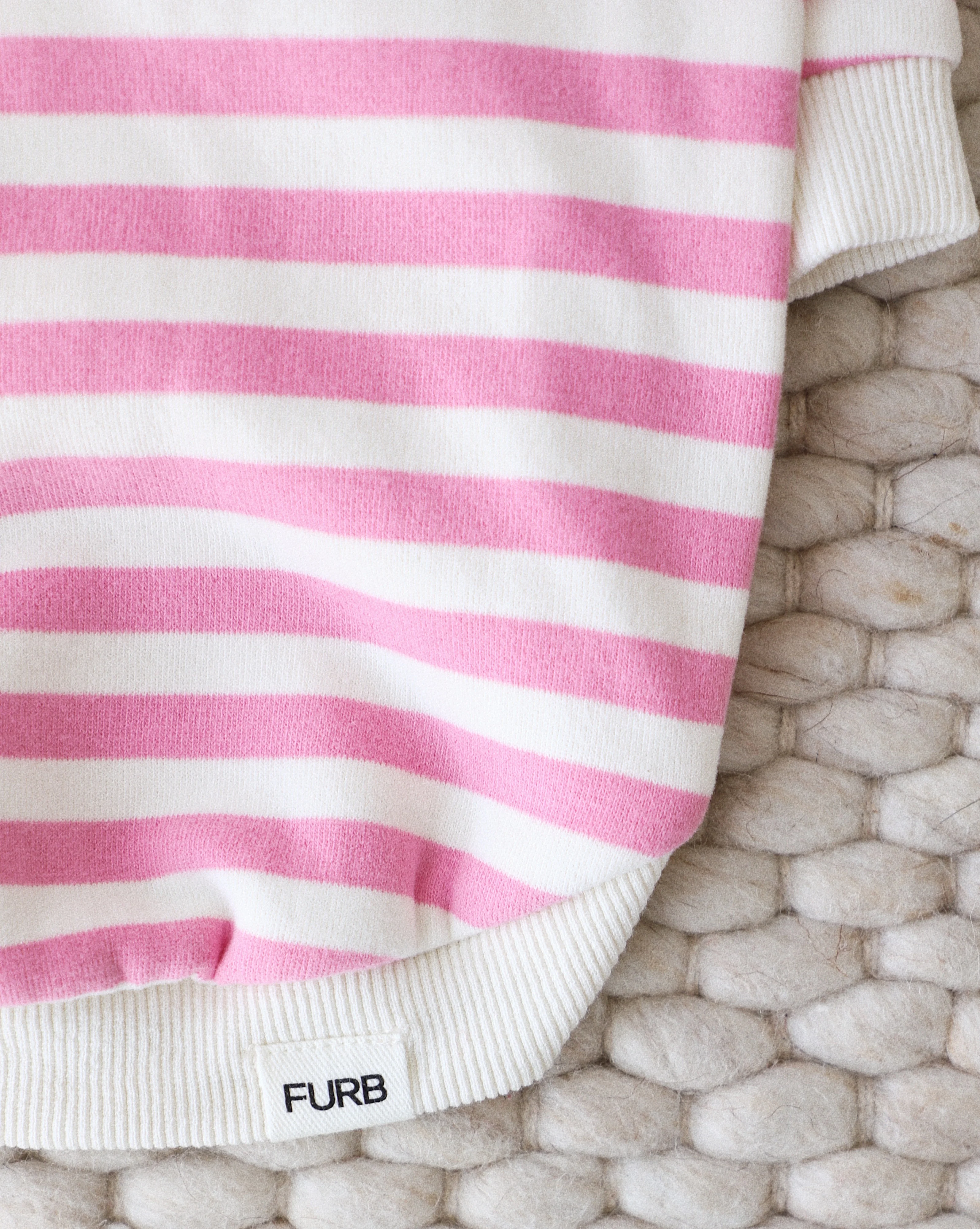 Camden Pink + Ivory Striped Dog Sweatshirt - Image 4