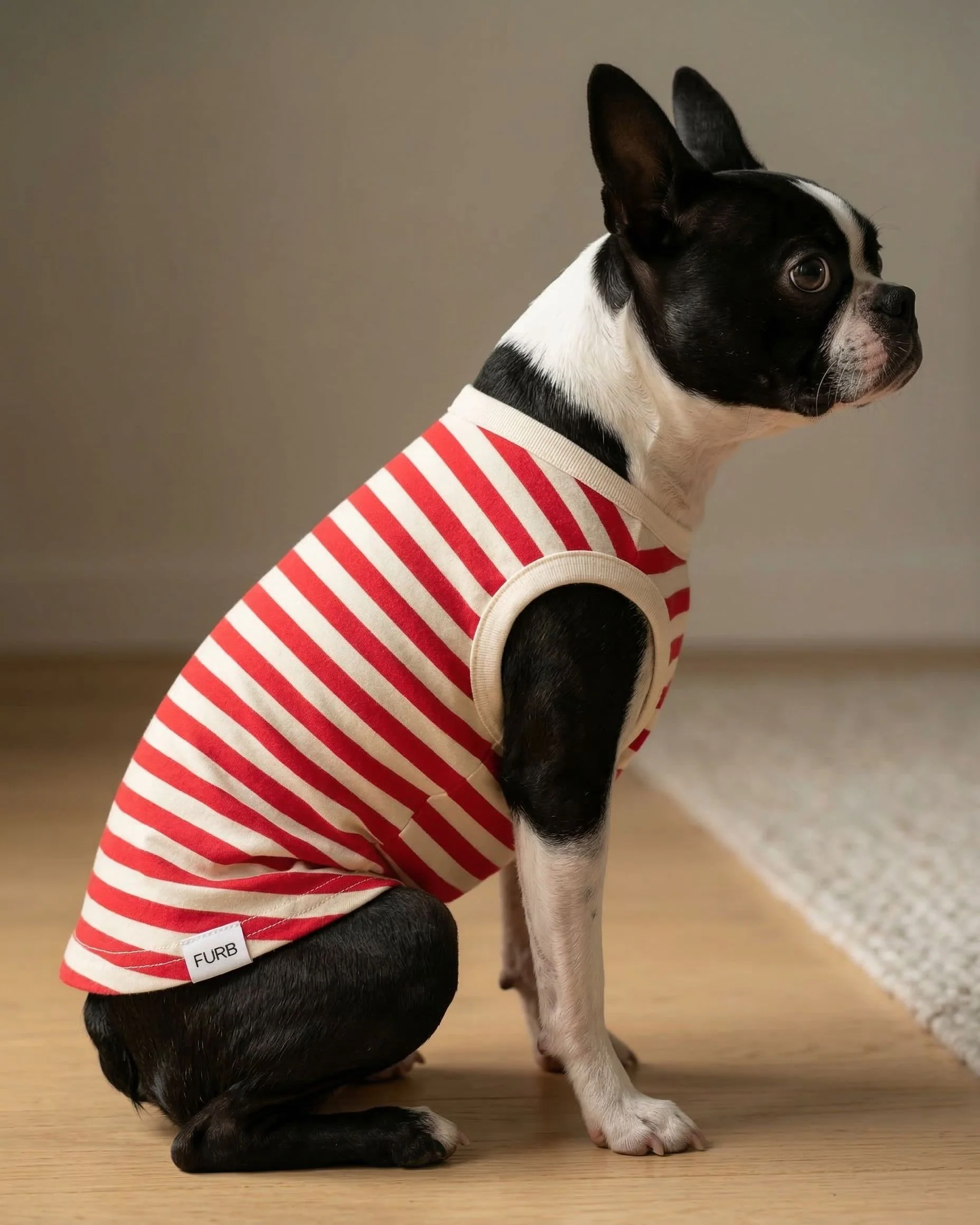 Pup Rally Red + Ivory Striped Dog Tank - Image 3
