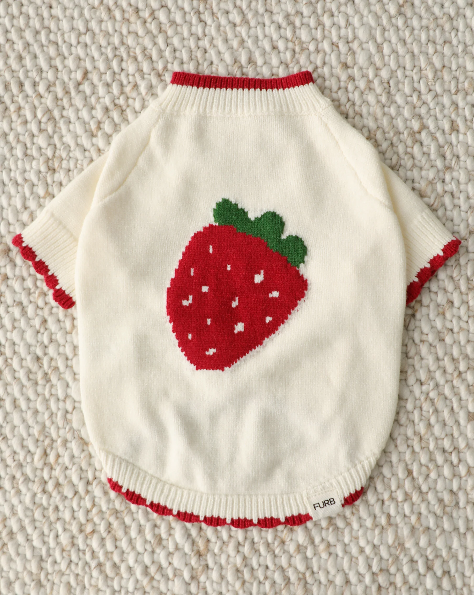 Berry Darling Embroidered Strawberry Dog Sweater