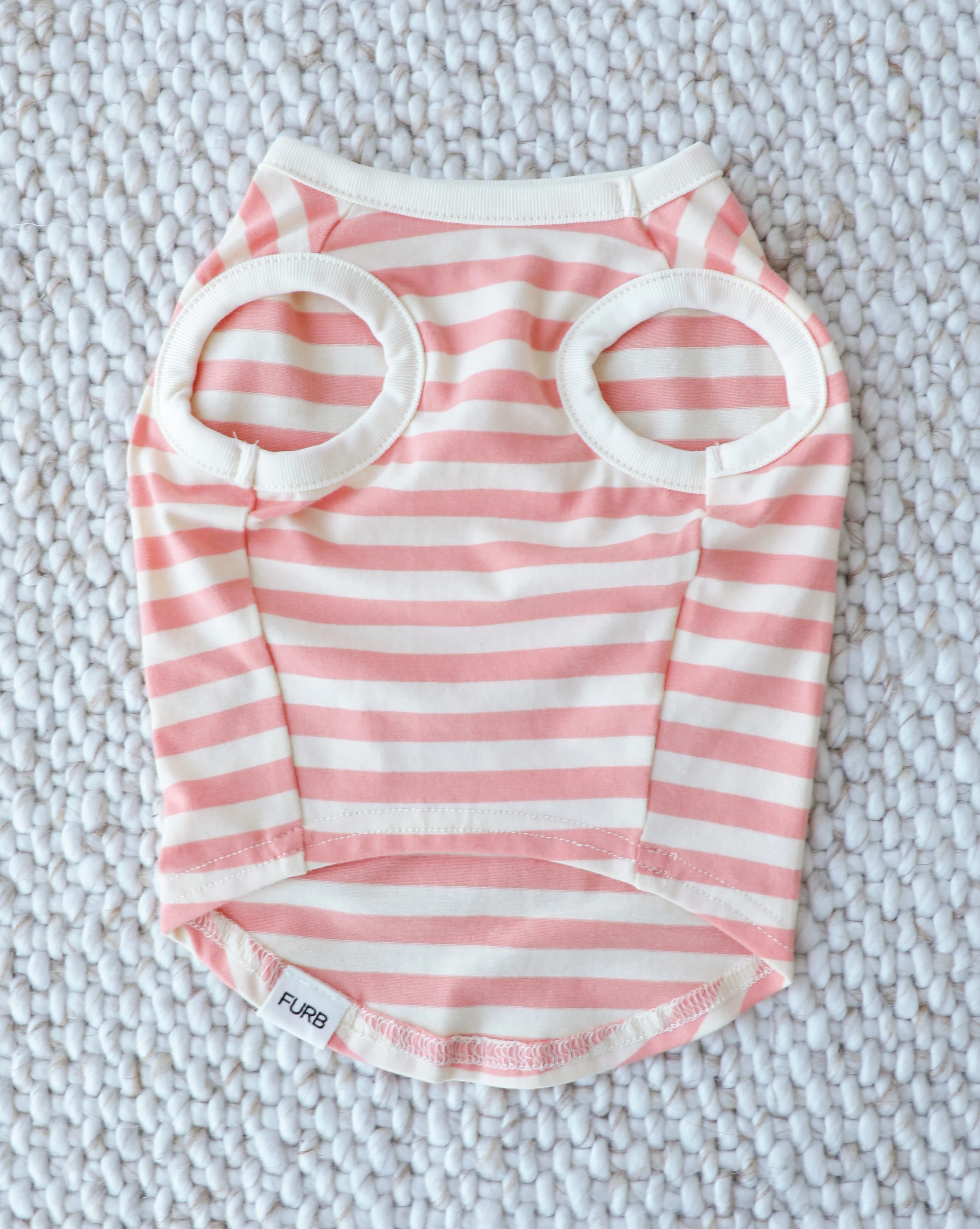 Pup Rally Peach + Ivory Striped Dog Tank