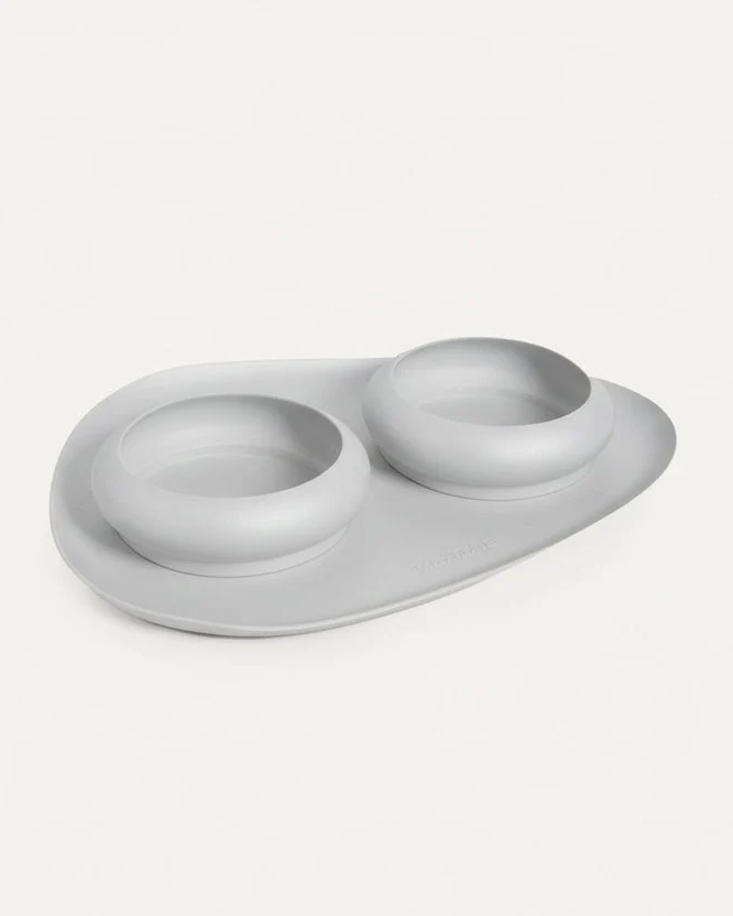 Dinner Is Served Bubble Bowl + Mat Set, Grey