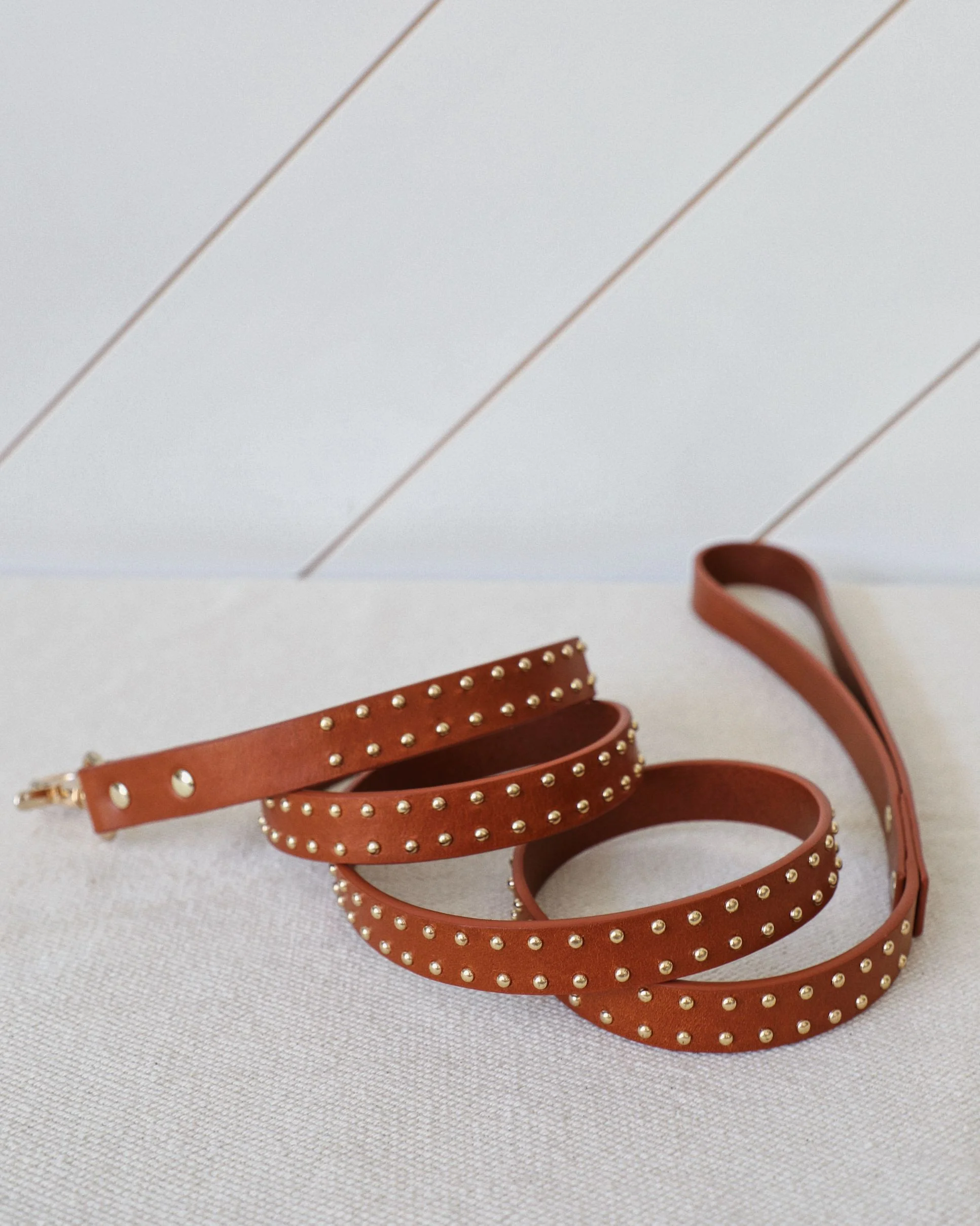 What a Stud Tan Leather Dog Leash - Image 5