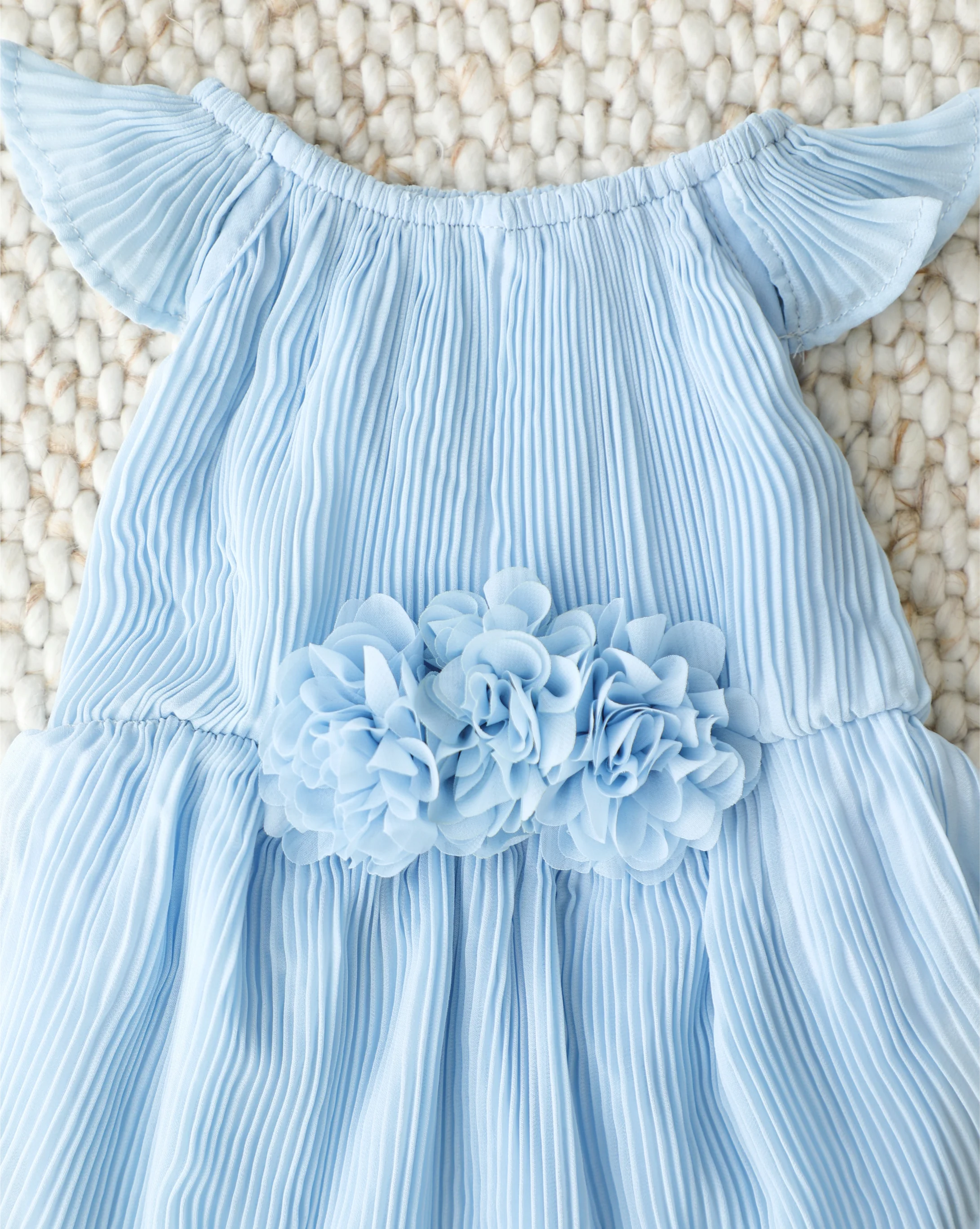Love Story Ice Blue Pleated Chiffon Dress - Image 3