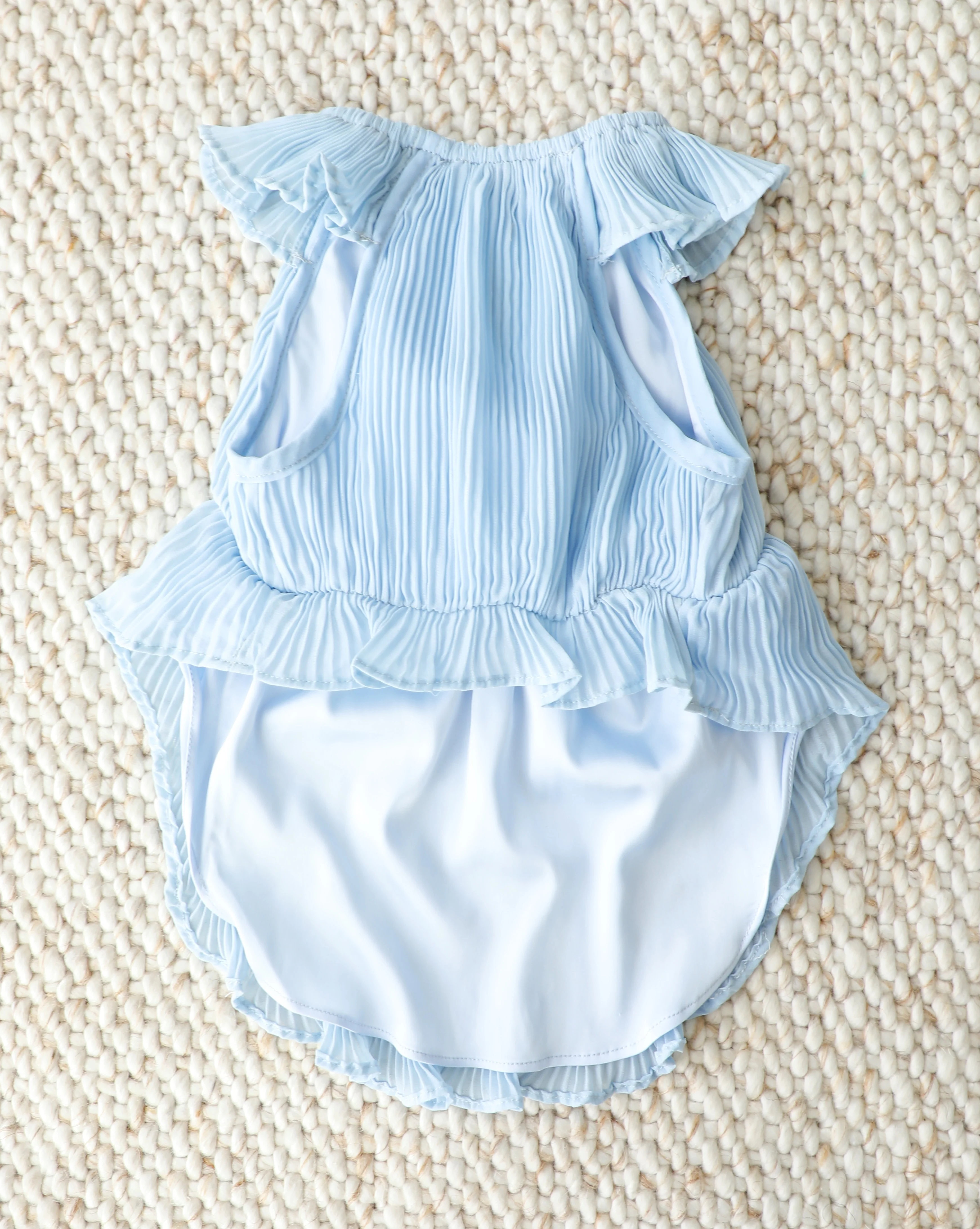 Love Story Ice Blue Pleated Chiffon Dress - Image 5