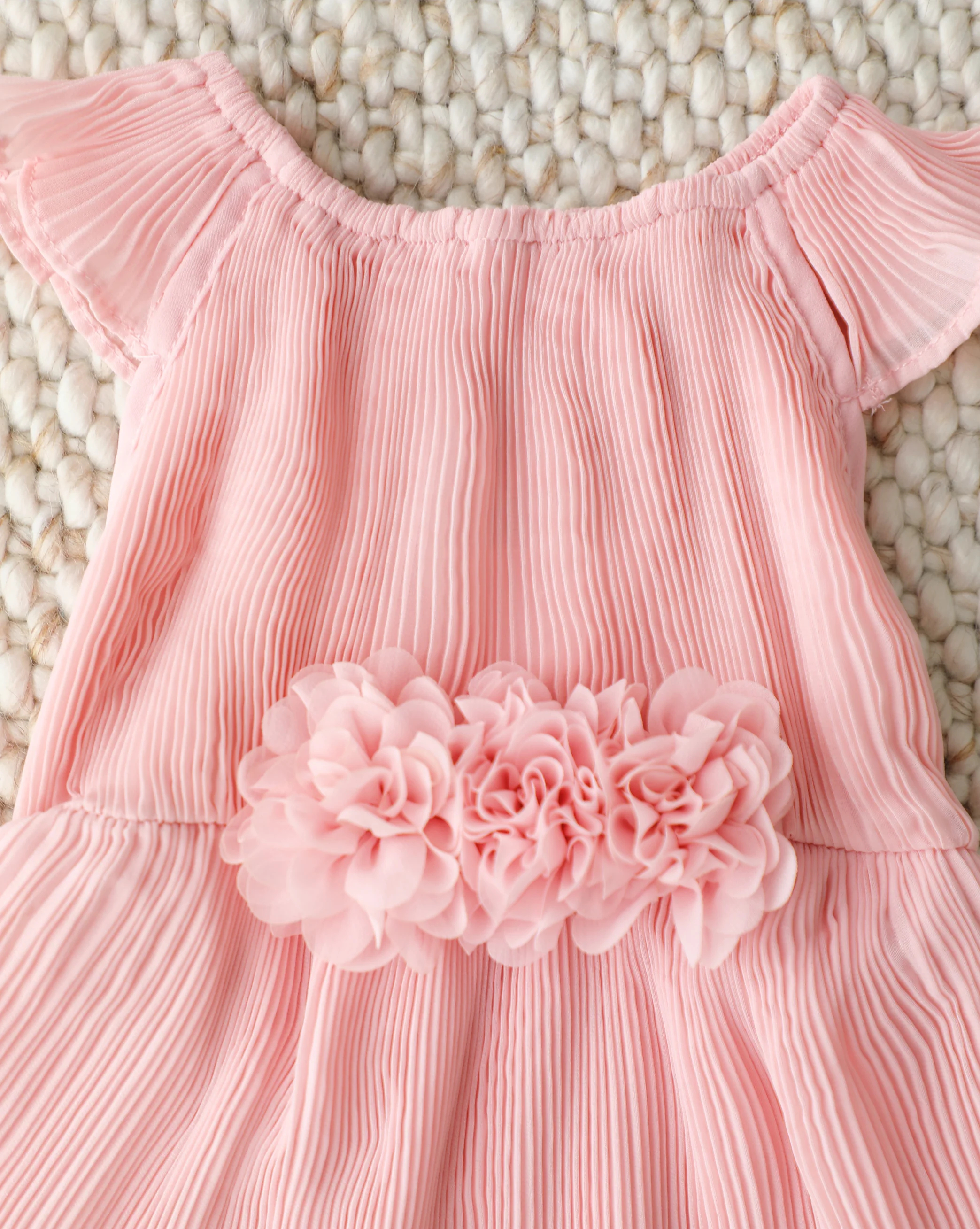 Love Story Rose Pink Pleated Chiffon Dress - Image 2