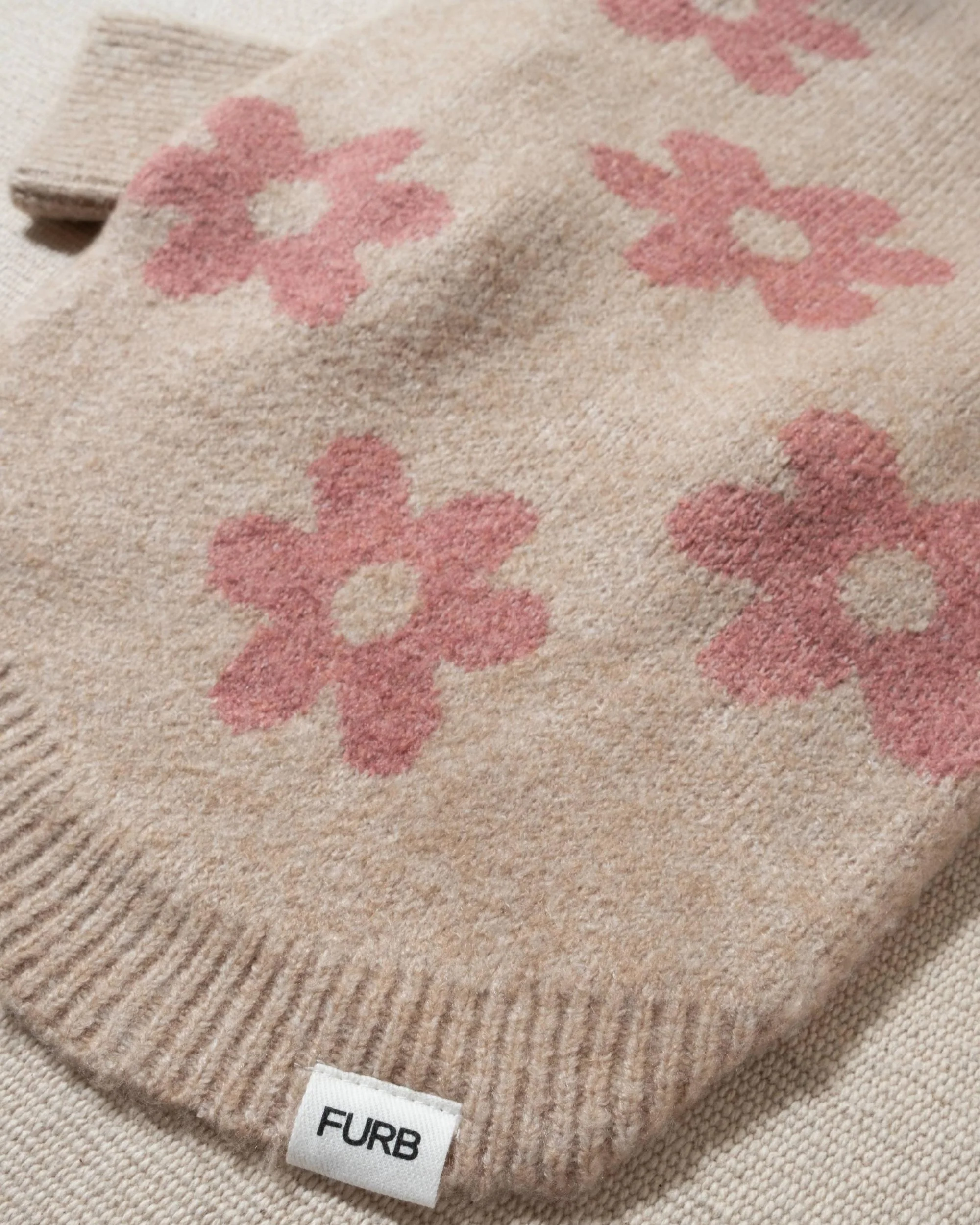 Flower Child Taupe + Pink Floral Dog Sweater - Image 4
