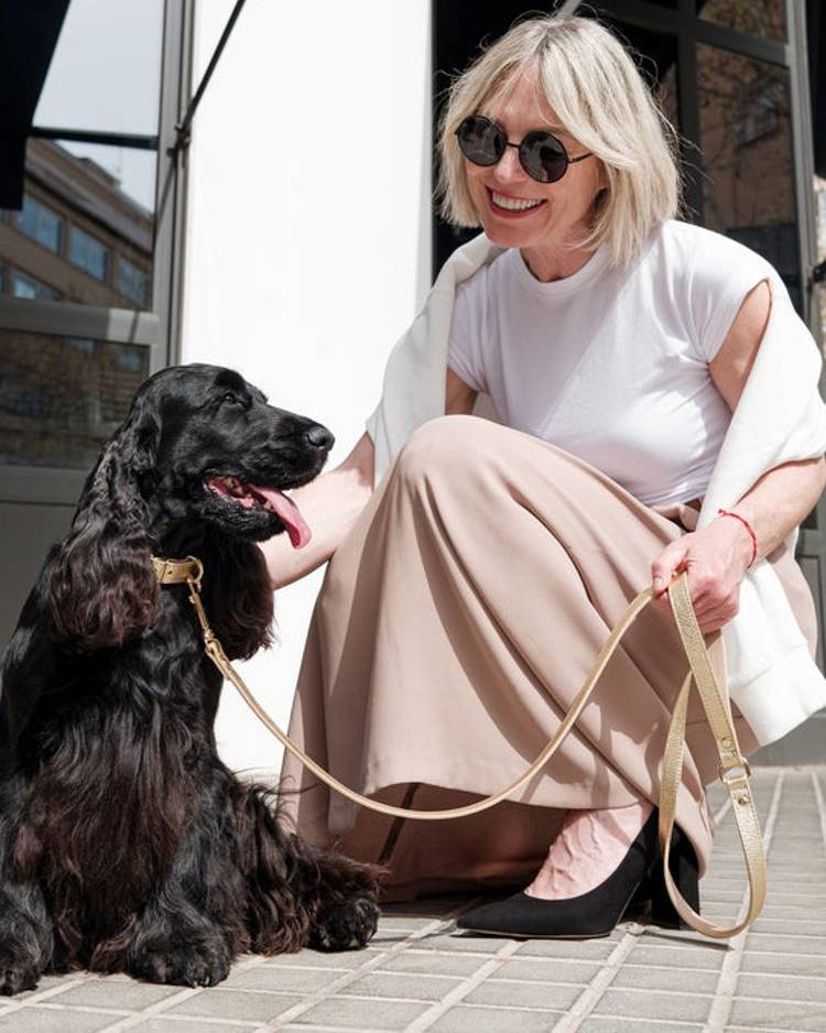 Nara Gold Leather Dog Leash - Image 2