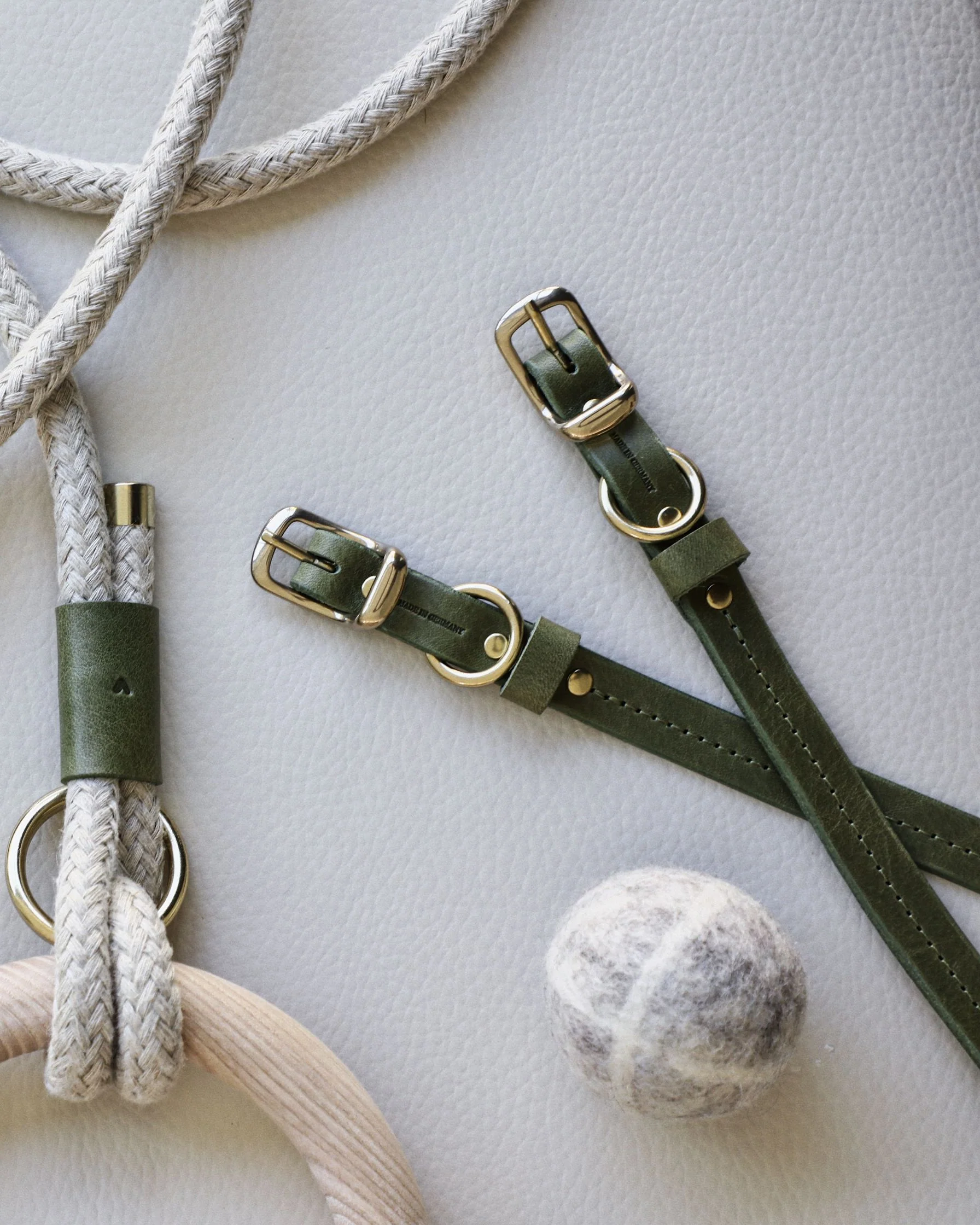 Band & Roll Leather Dog Collar in Moss - Image 4