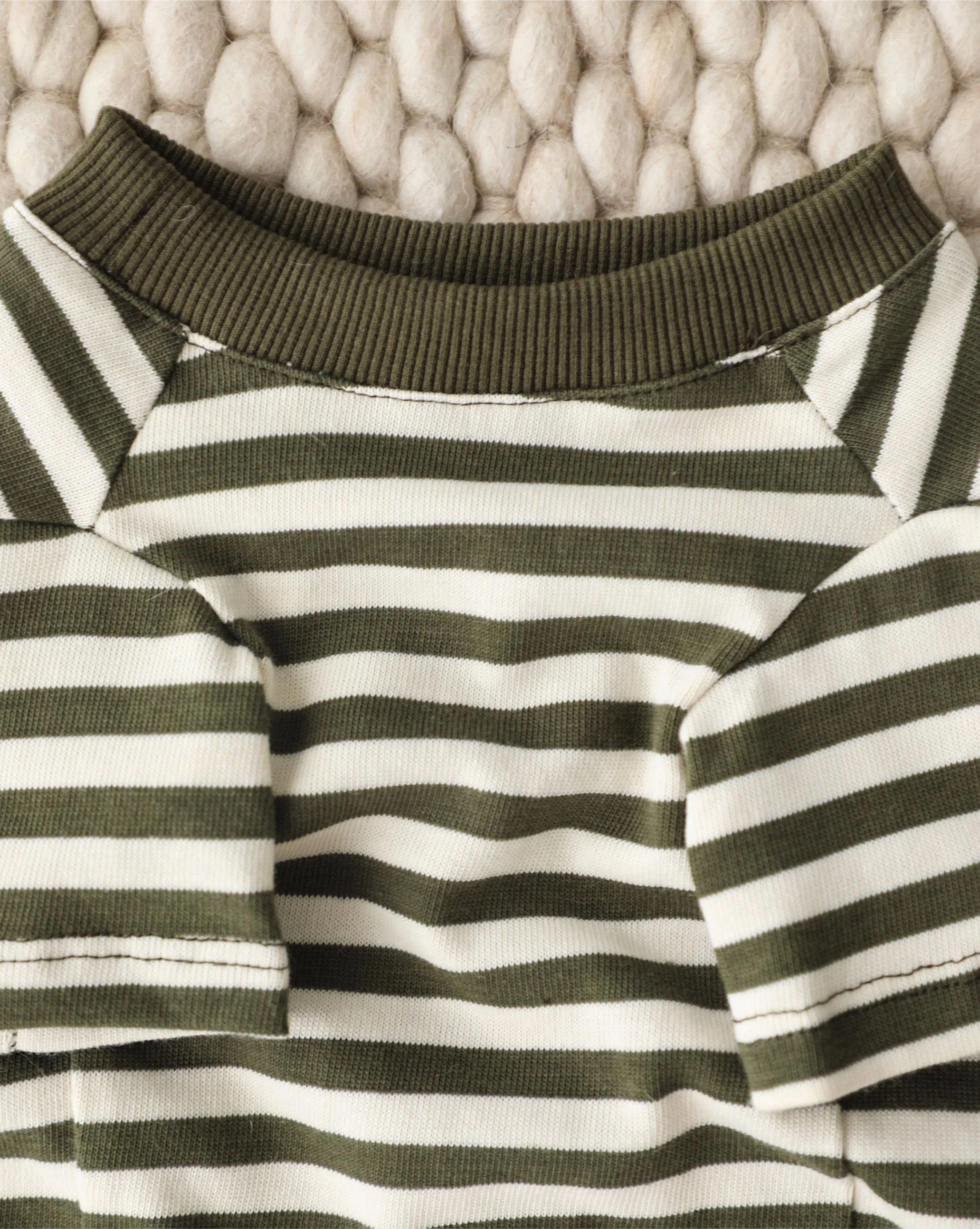 Playful Pooch Olive + Ivory Striped Dog T-Shirt - Image 3