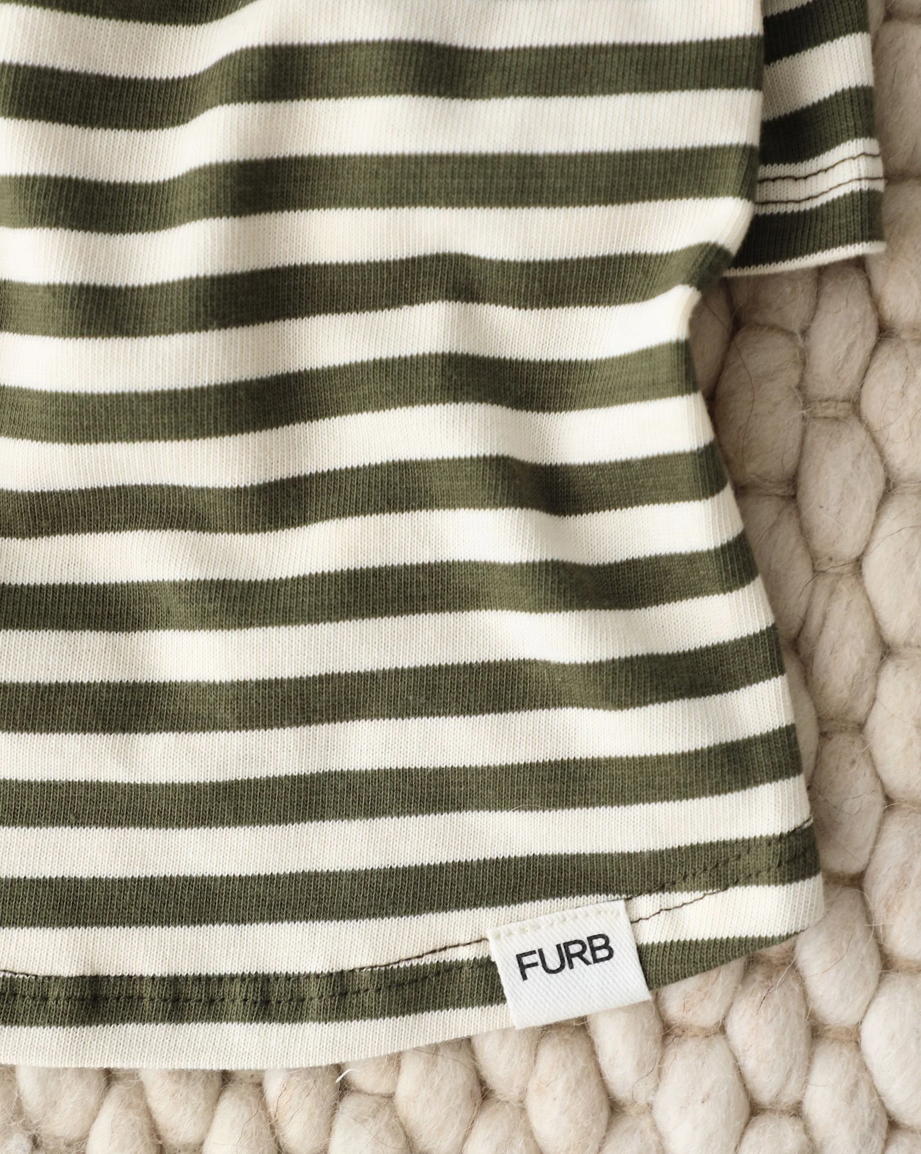 Playful Pooch Olive + Ivory Striped Dog T-Shirt - Image 4