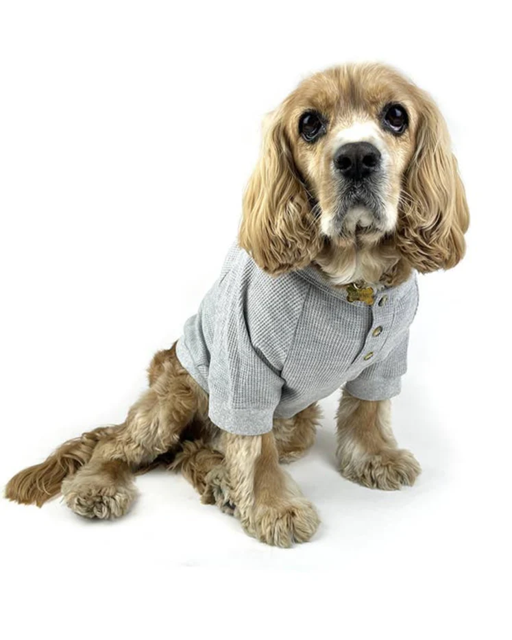 Harper Grey Waffle Knit Henley - Image 2
