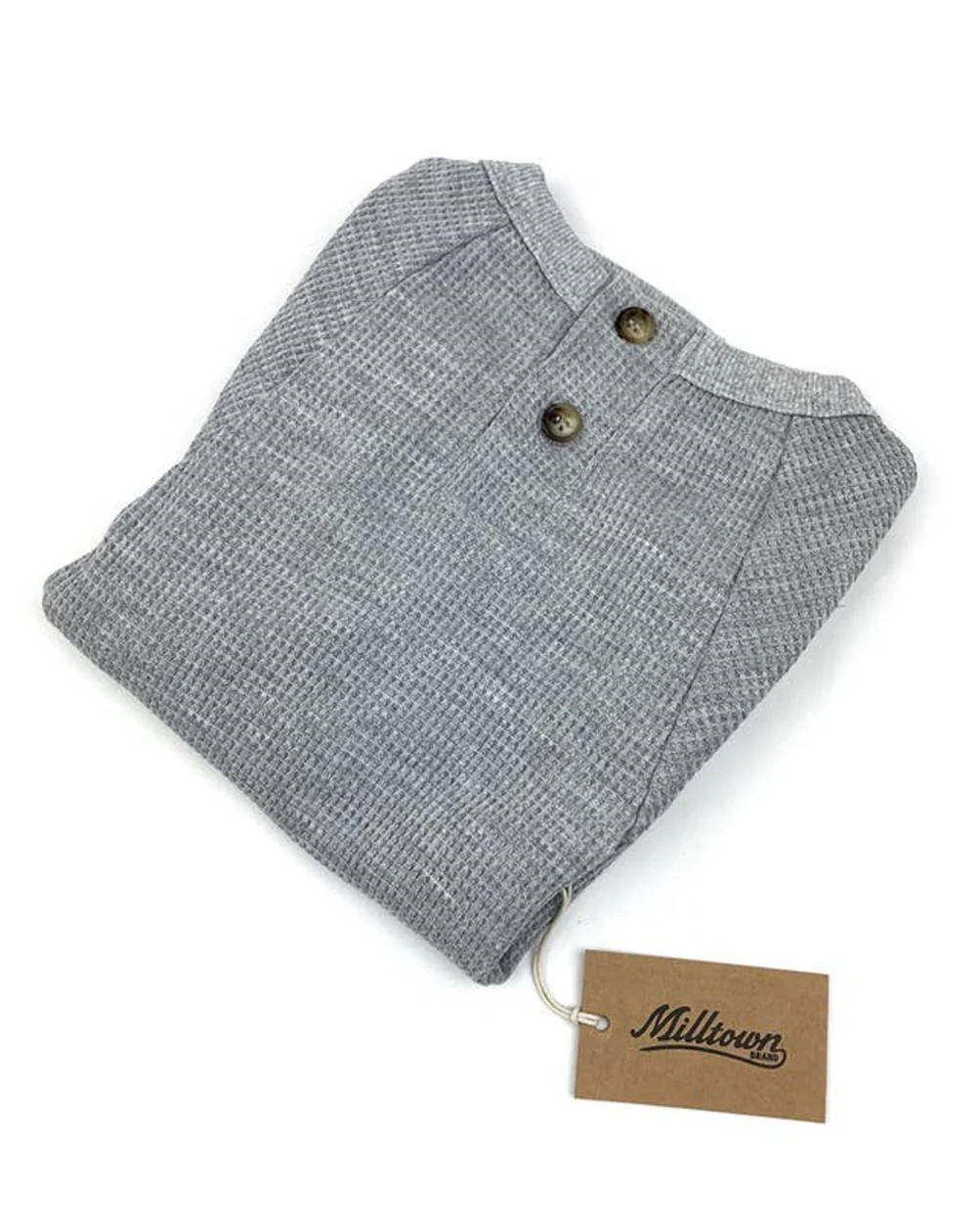 Harper Grey Waffle Knit Henley - Image 3