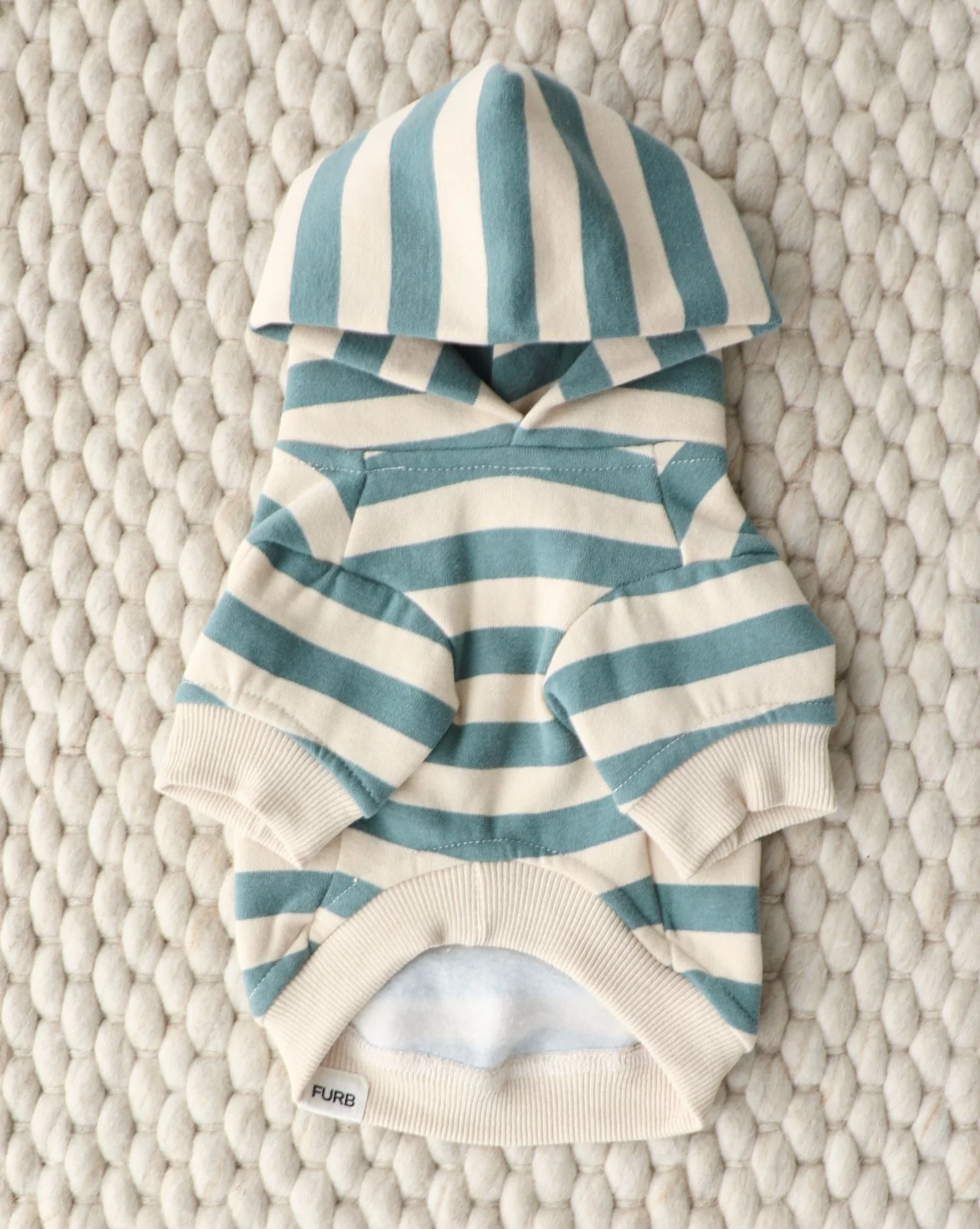 Remy Dusty Teal Stripe Dog Hoodie - Image 2