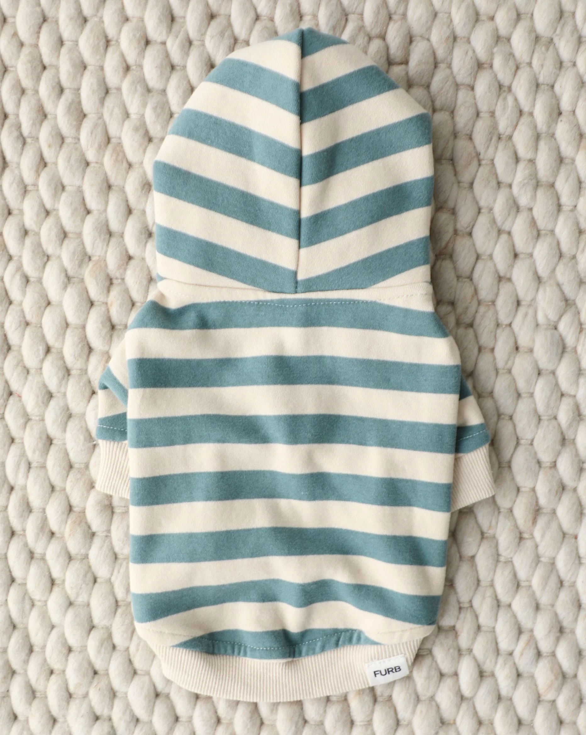 Remy Dusty Teal Stripe Dog Hoodie - Image 4