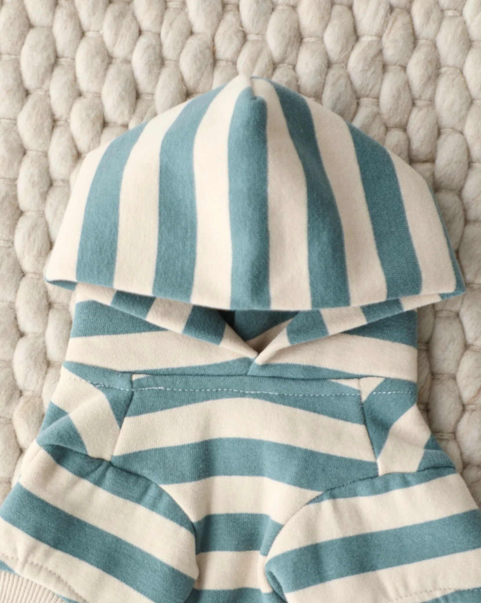 Remy Dusty Teal Stripe Dog Hoodie - Image 6