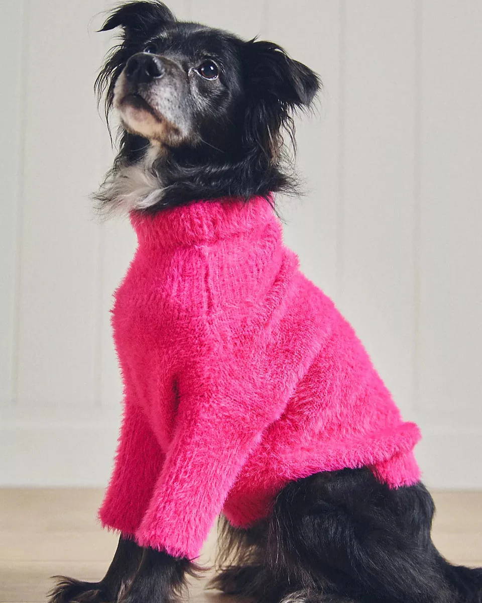 Bobbi Hot Pink Eyelash Knit Dog Sweater - Image 3