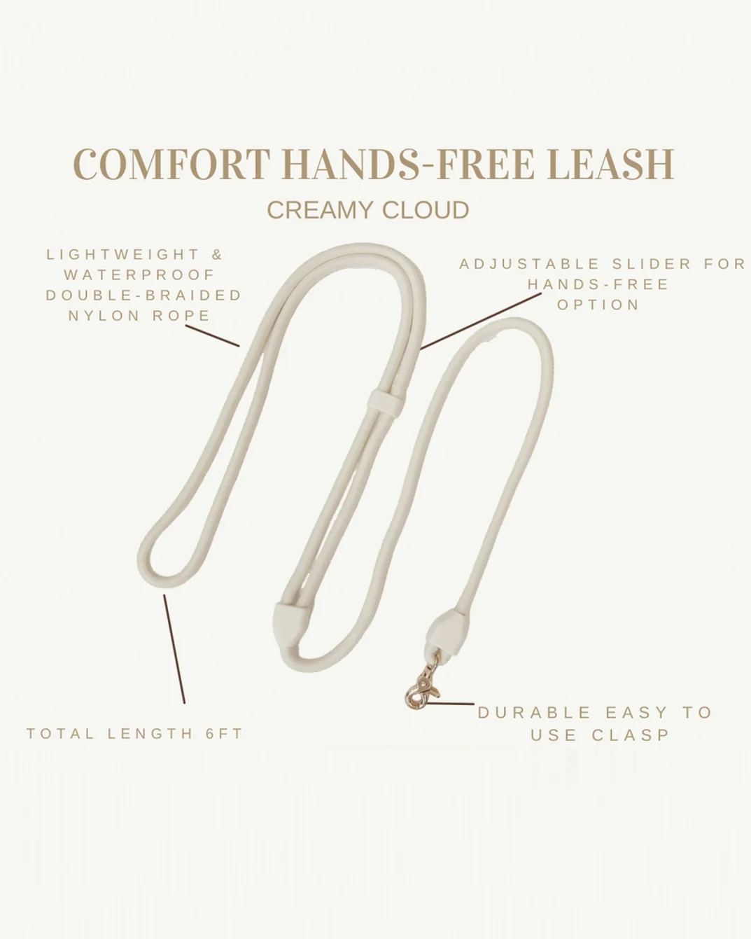 Sunday Stroll Hands-Free Ivory Dog Leash - Image 4