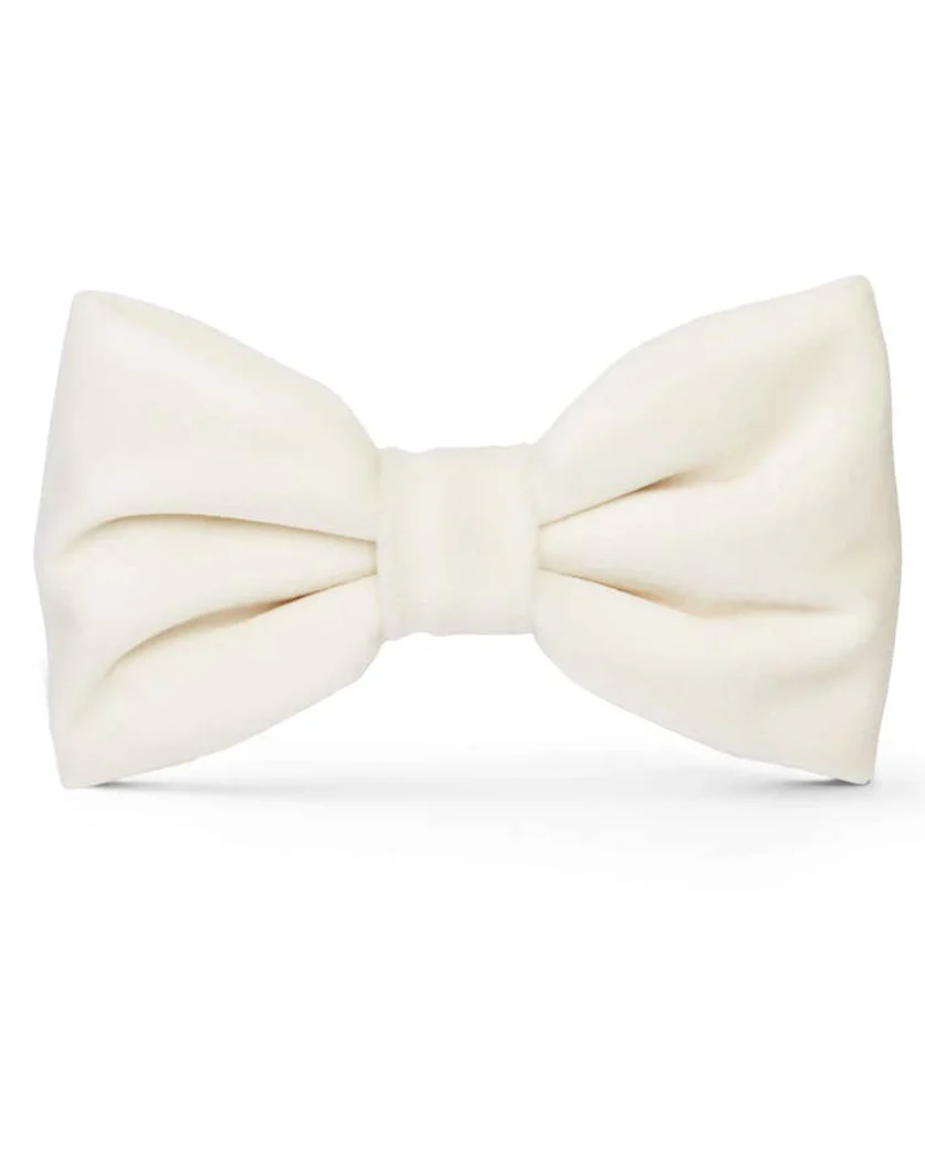 Trés Chic Ivory Velvet Bow Tie - Image 2