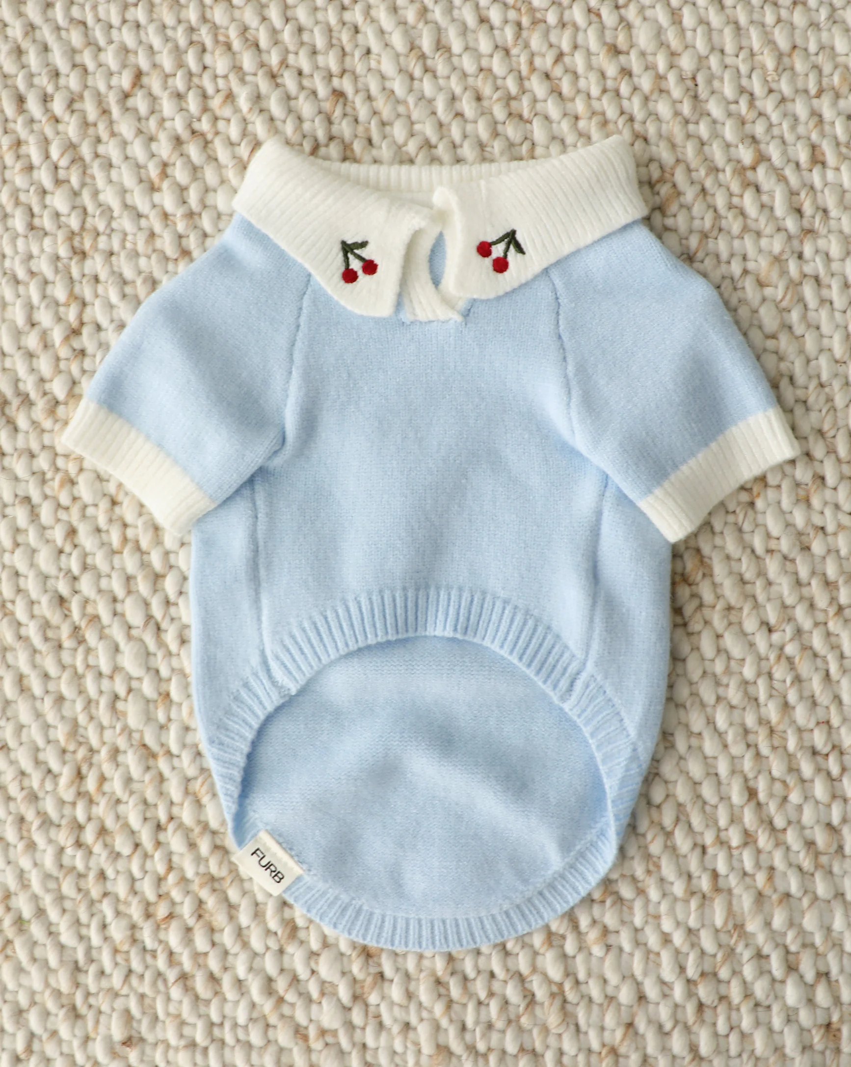 Cherry On Top Light Blue Polo Dog Sweater - Image 2