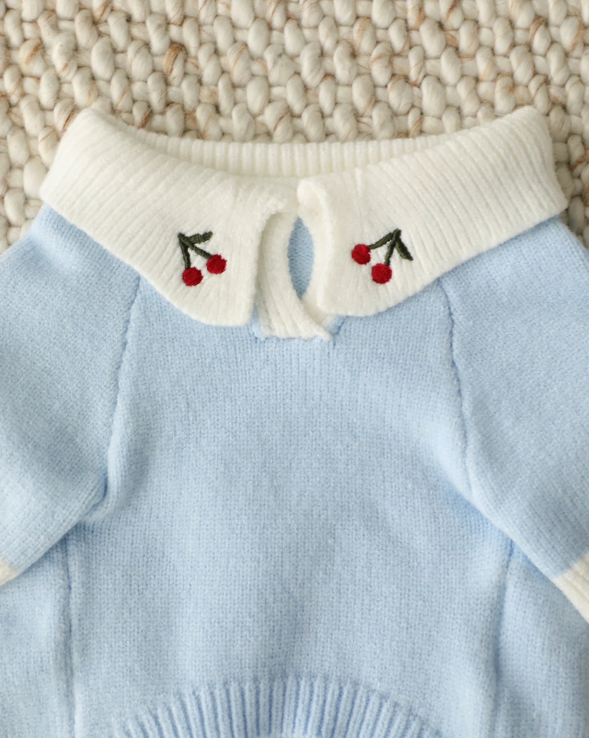Cherry On Top Light Blue Polo Dog Sweater - Image 5