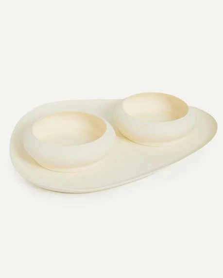 Dinner Is Served Bubble Bowl + Mat Set, Ivory - Image 3