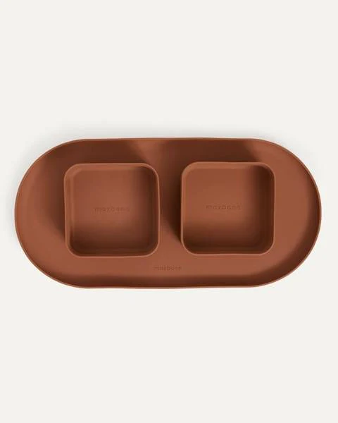 Hip To Be Square Dog Bowl + Mat Set, Brown