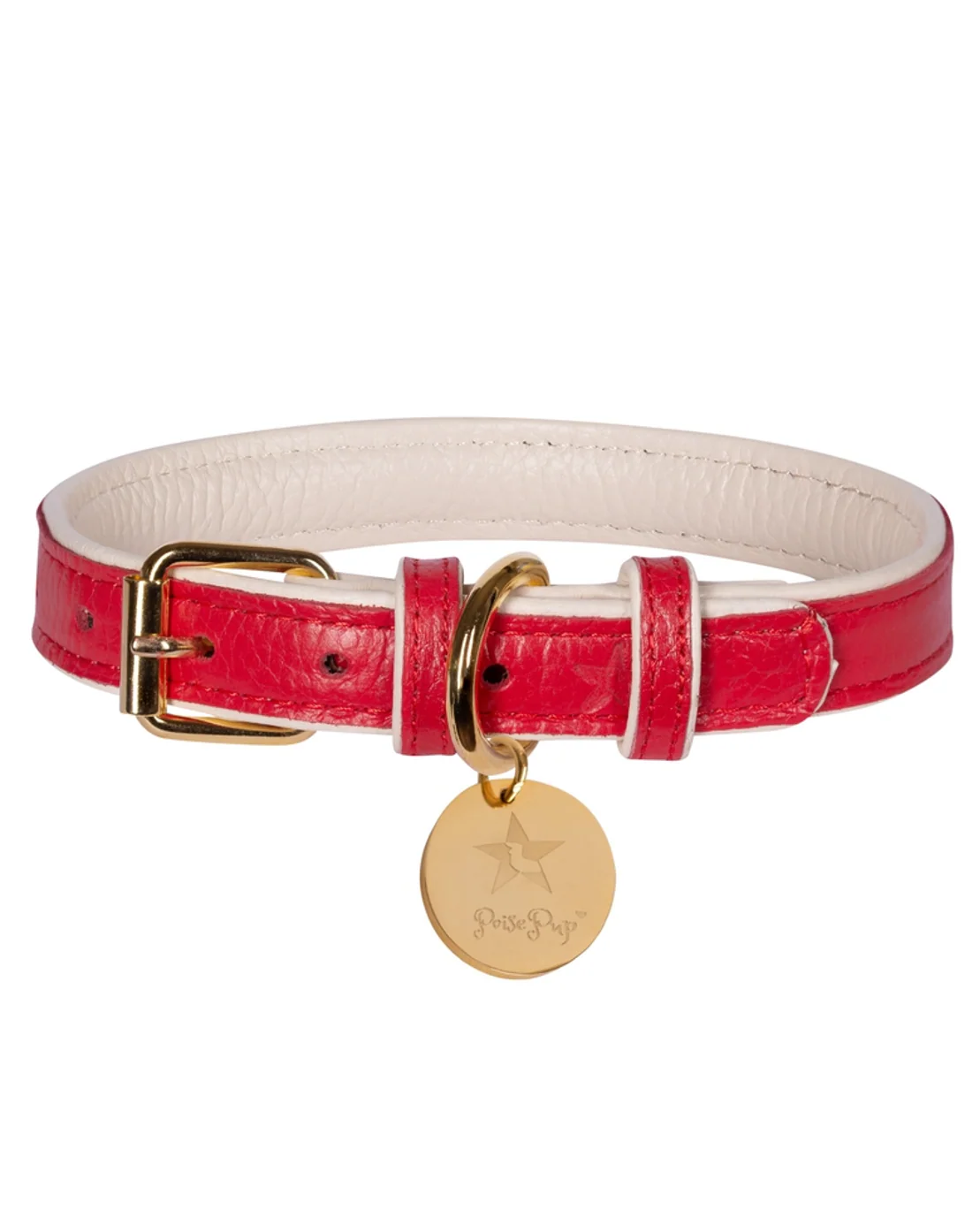 Demure Dog Red Leather Collar