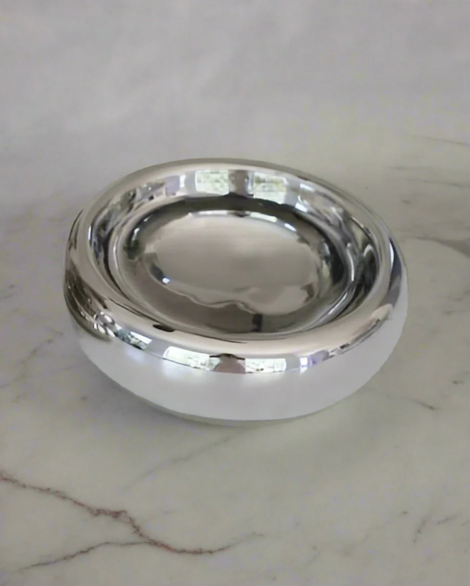 Modern Muse Low Halo Pet Bowl in Chrome - Image 4