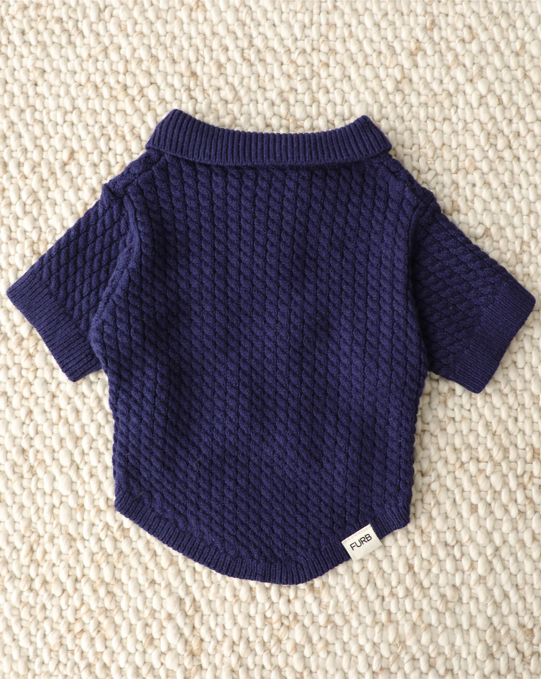 Little Skipper Navy Cable Knit Polo Sweater - Image 3